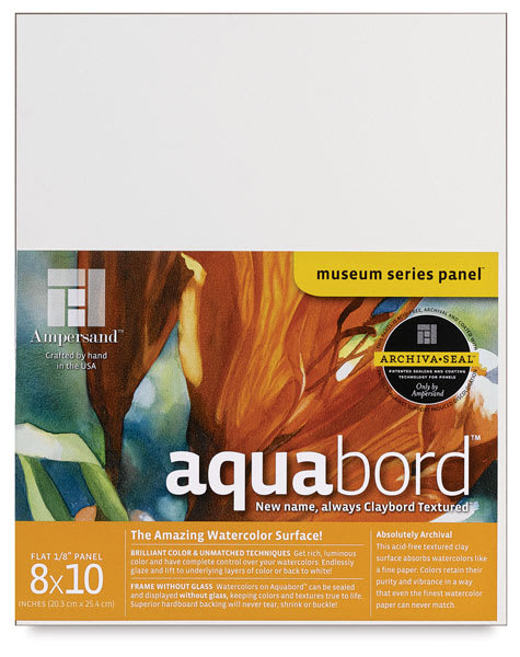 Ampersand Aquabord - Front view of 8" x 10" flat panel with label