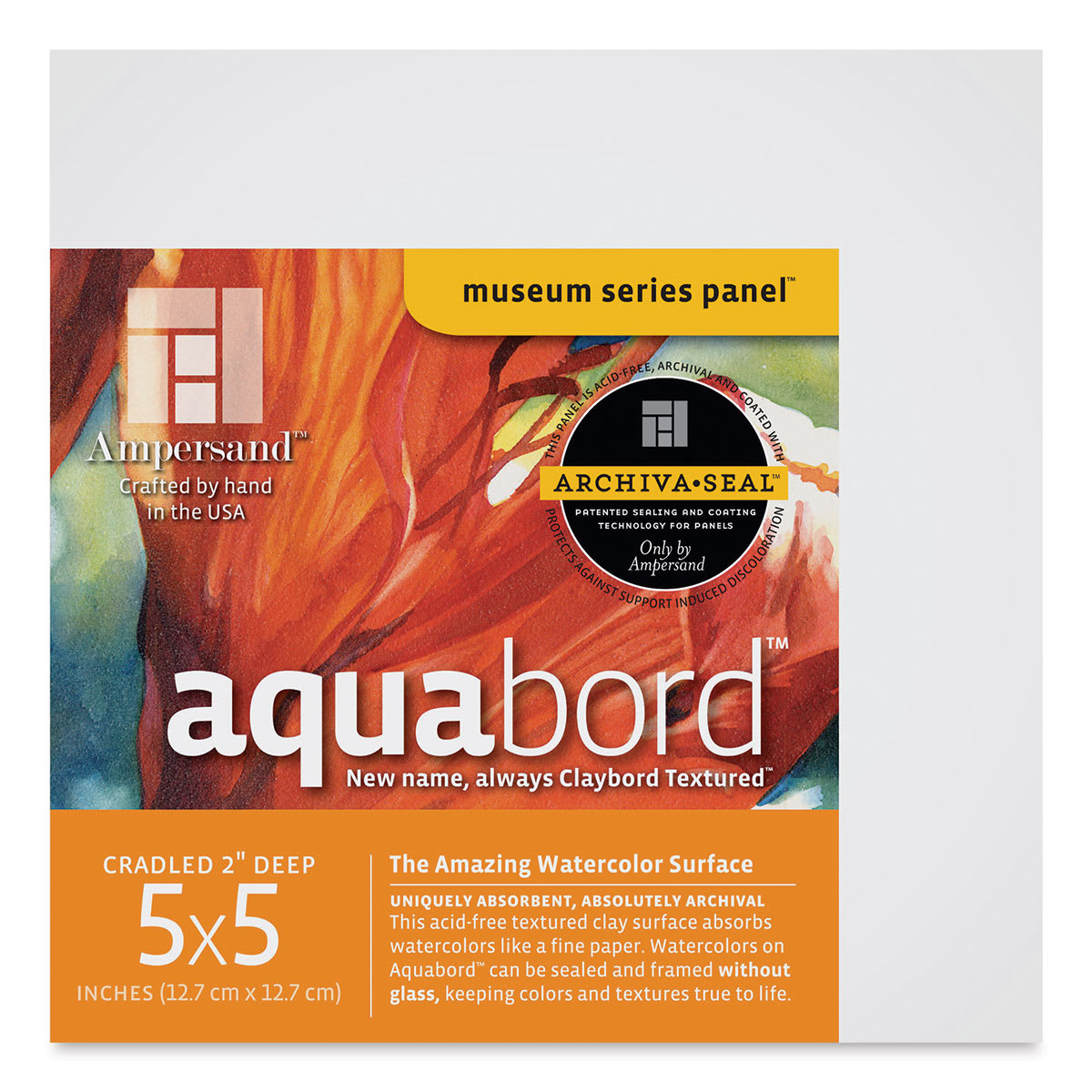 Ampersand Aquabord Panel - 5" x 5", 2" Cradled