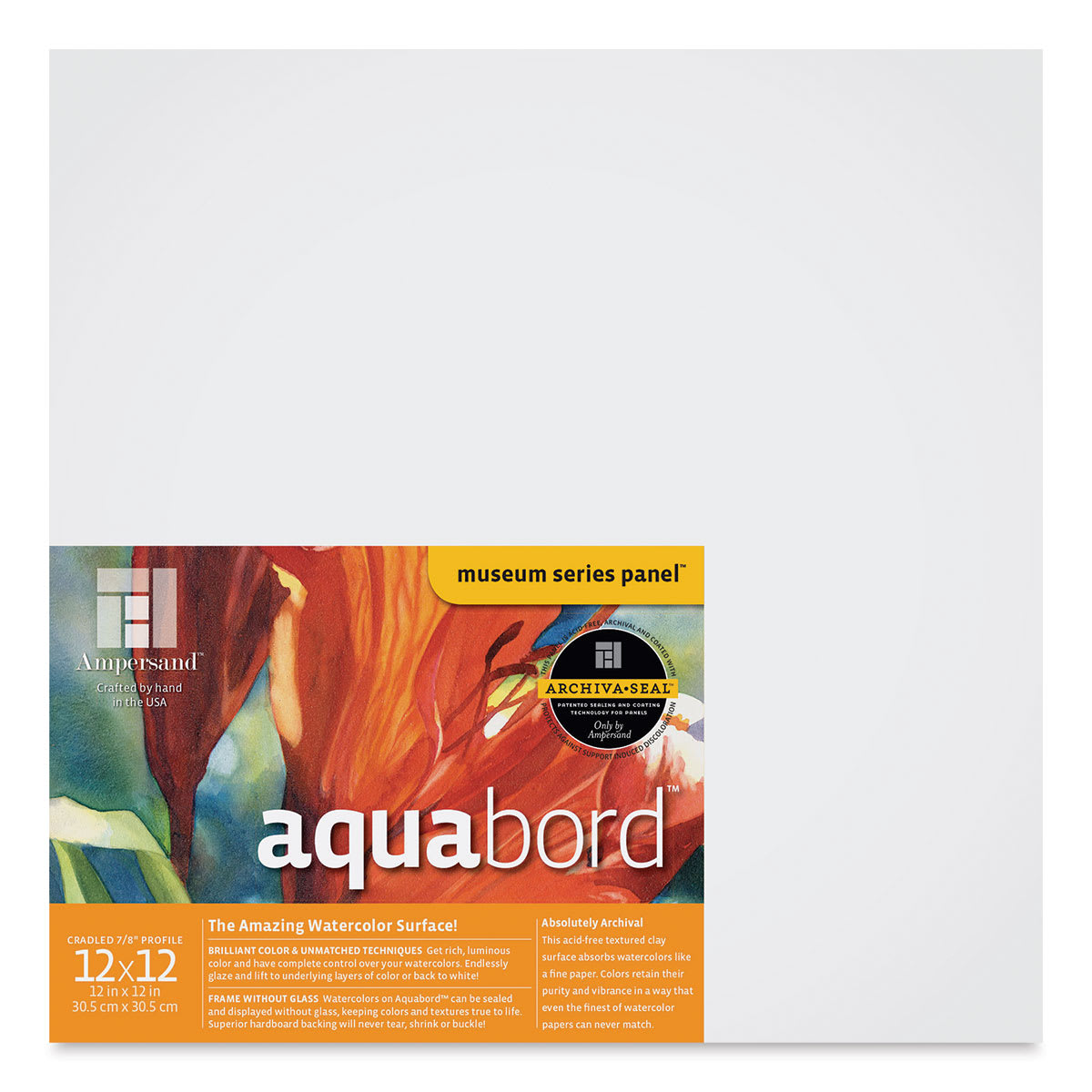 Ampersand Aquabord Panel - 12" x 12", 7/8" Cradled