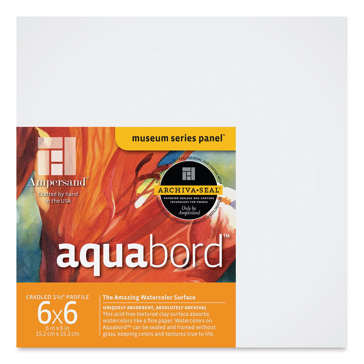 Ampersand Aquabord Panel - 6" x 6", 1-1/2" Cradled
