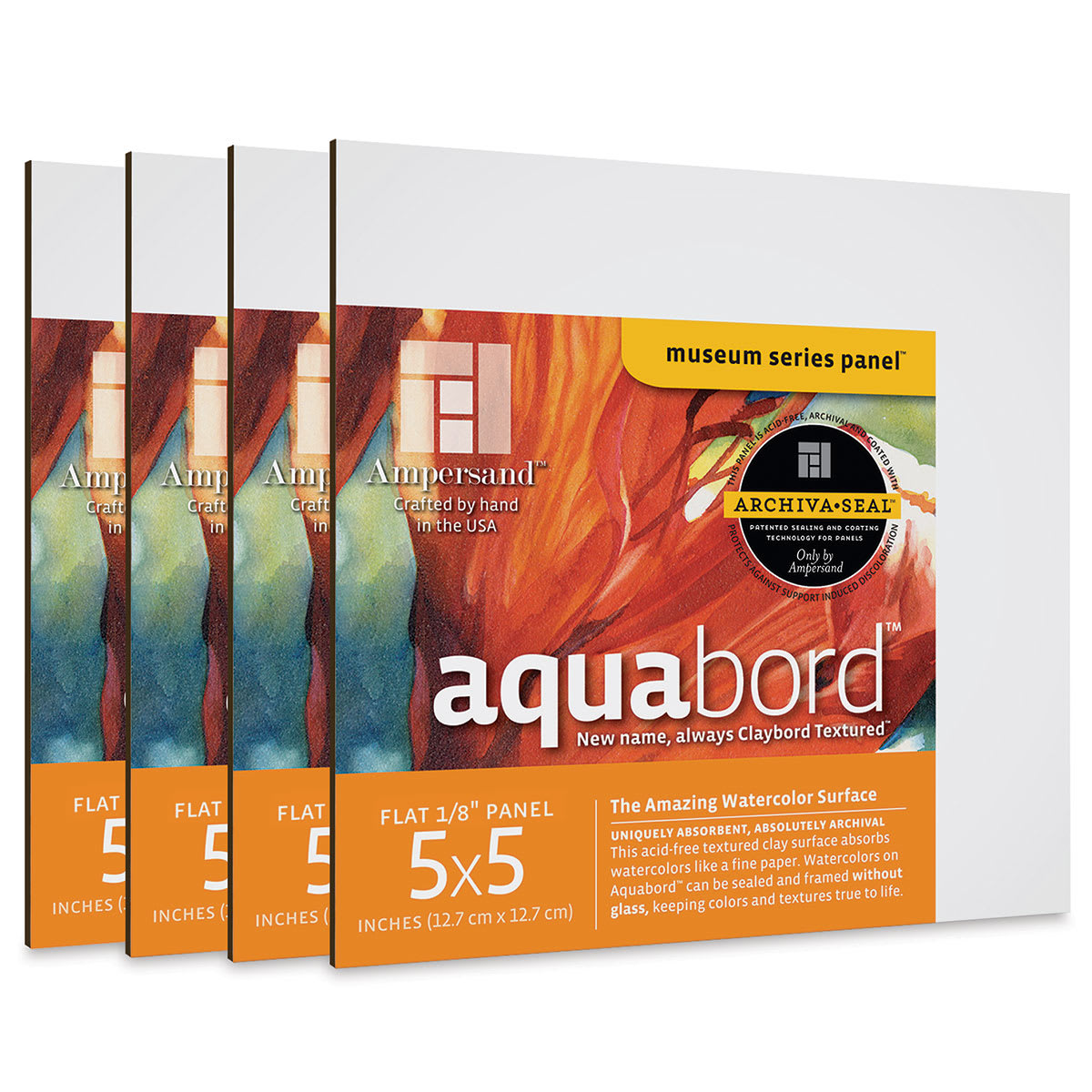 Ampersand Aquabord Pack - 5" x 5", 1/8" Flat, Pkg of 4