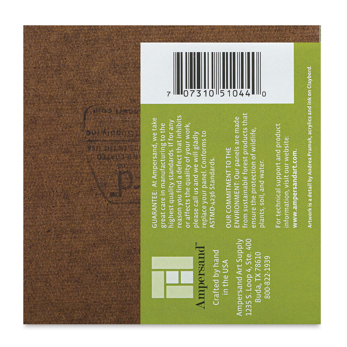 Ampersand Claybord - 4" x 4", 1/8" Flat, Pkg of 4 (back of a panel)