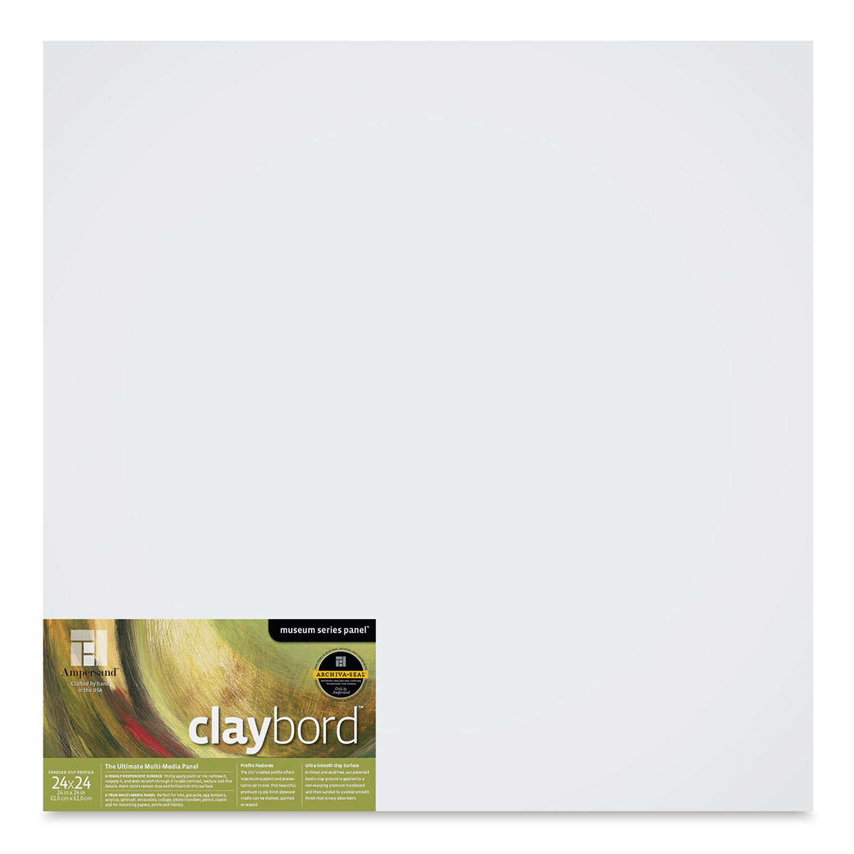 Ampersand Claybord - 24'' x 24'', 1-1/2'' Cradled