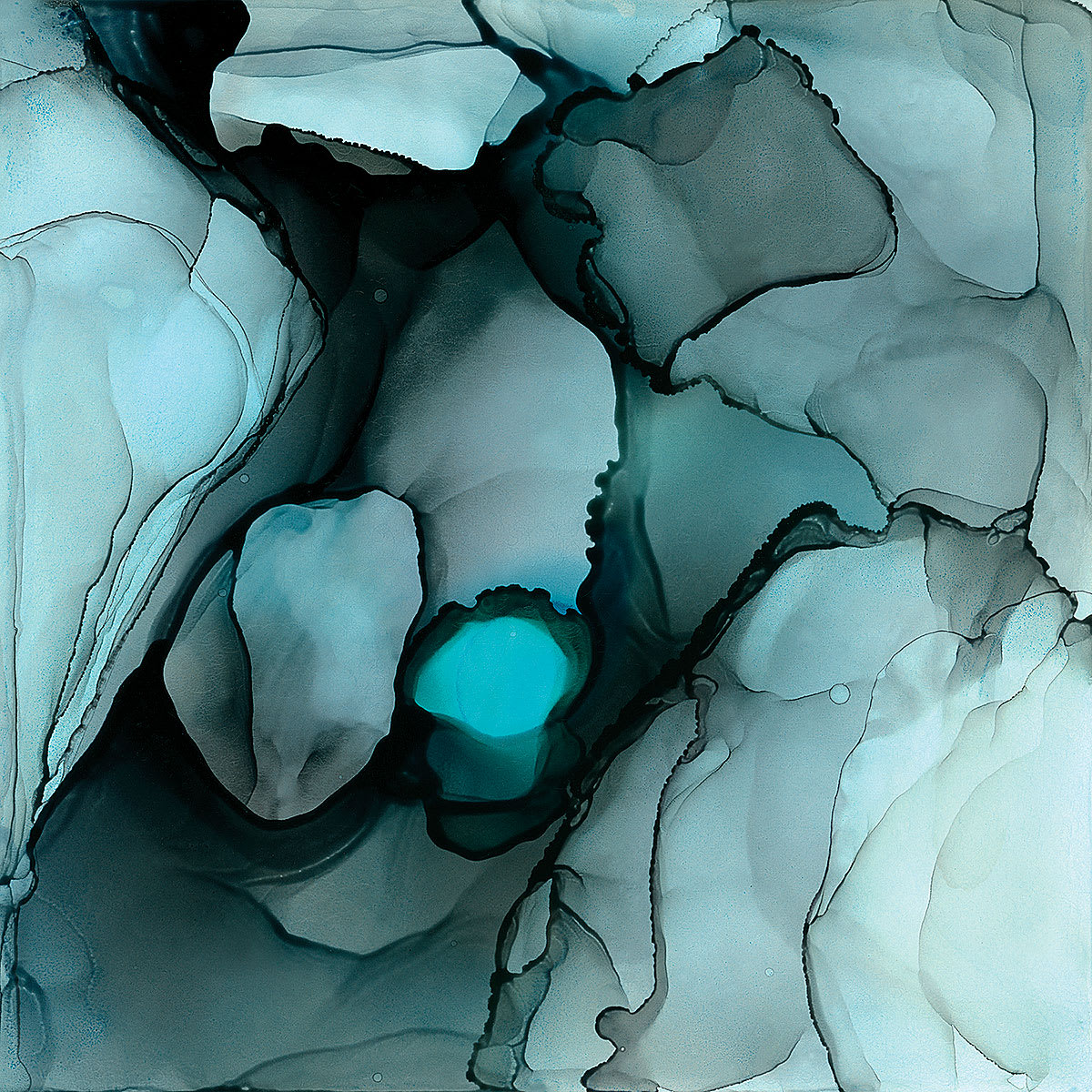 Ampersand Claybord - Blue Painting with alcohol inks used on Claybord