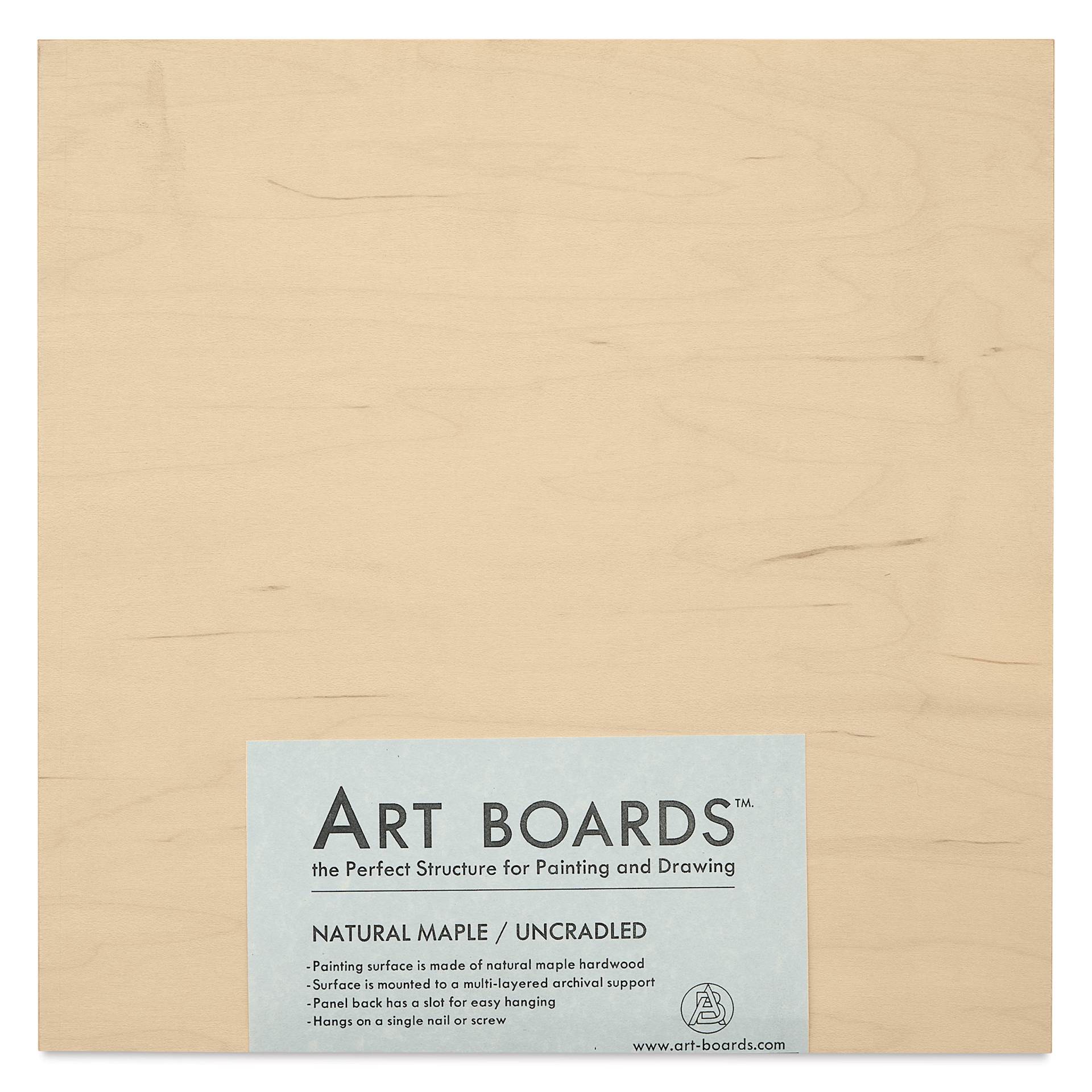Art Boards Natural Maple Panel - 10" x 10", Uncradled - front in packaging