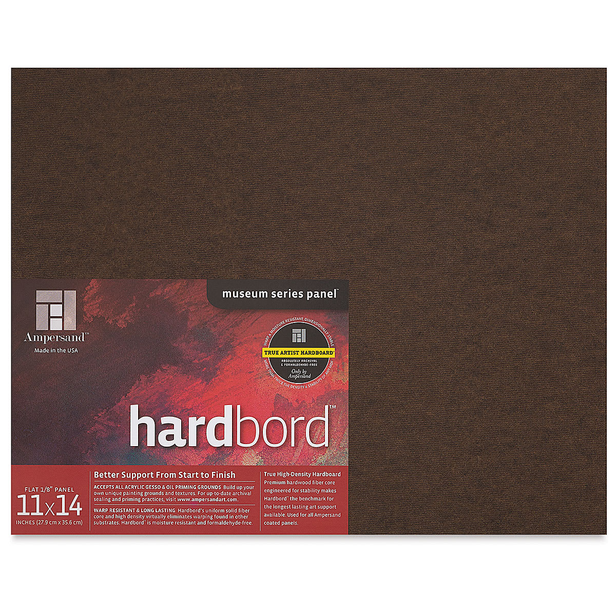 Ampersand Hardbord Panel - 11" x 14", 1/8" Flat Panel