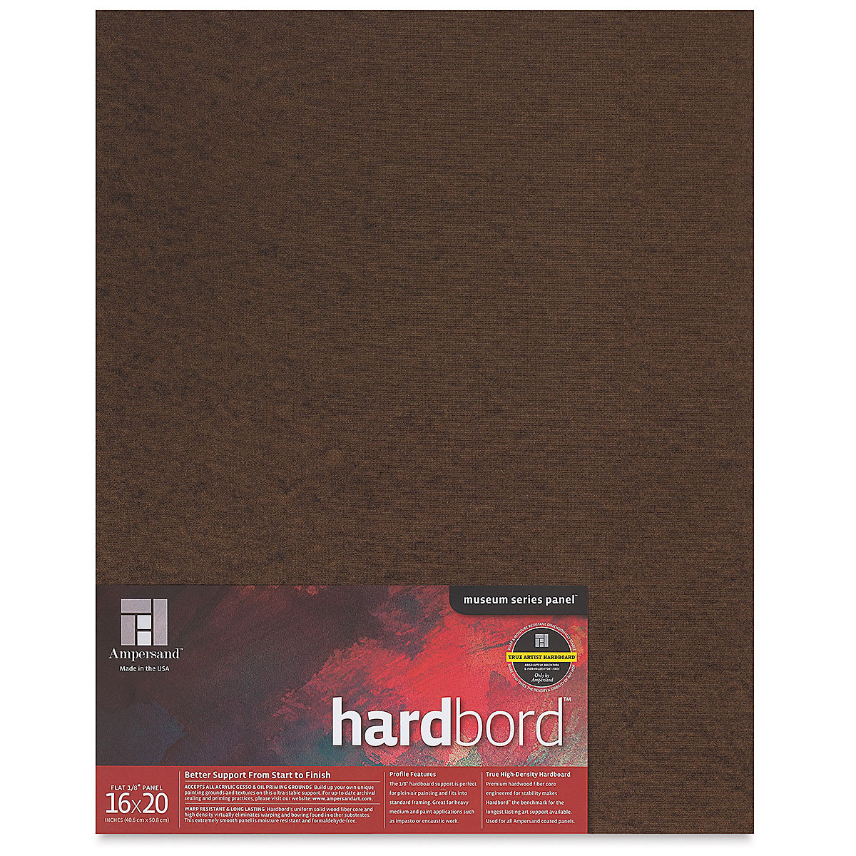 Ampersand Hardbord Panel - 16" x 20", 1/8" Flat Panel