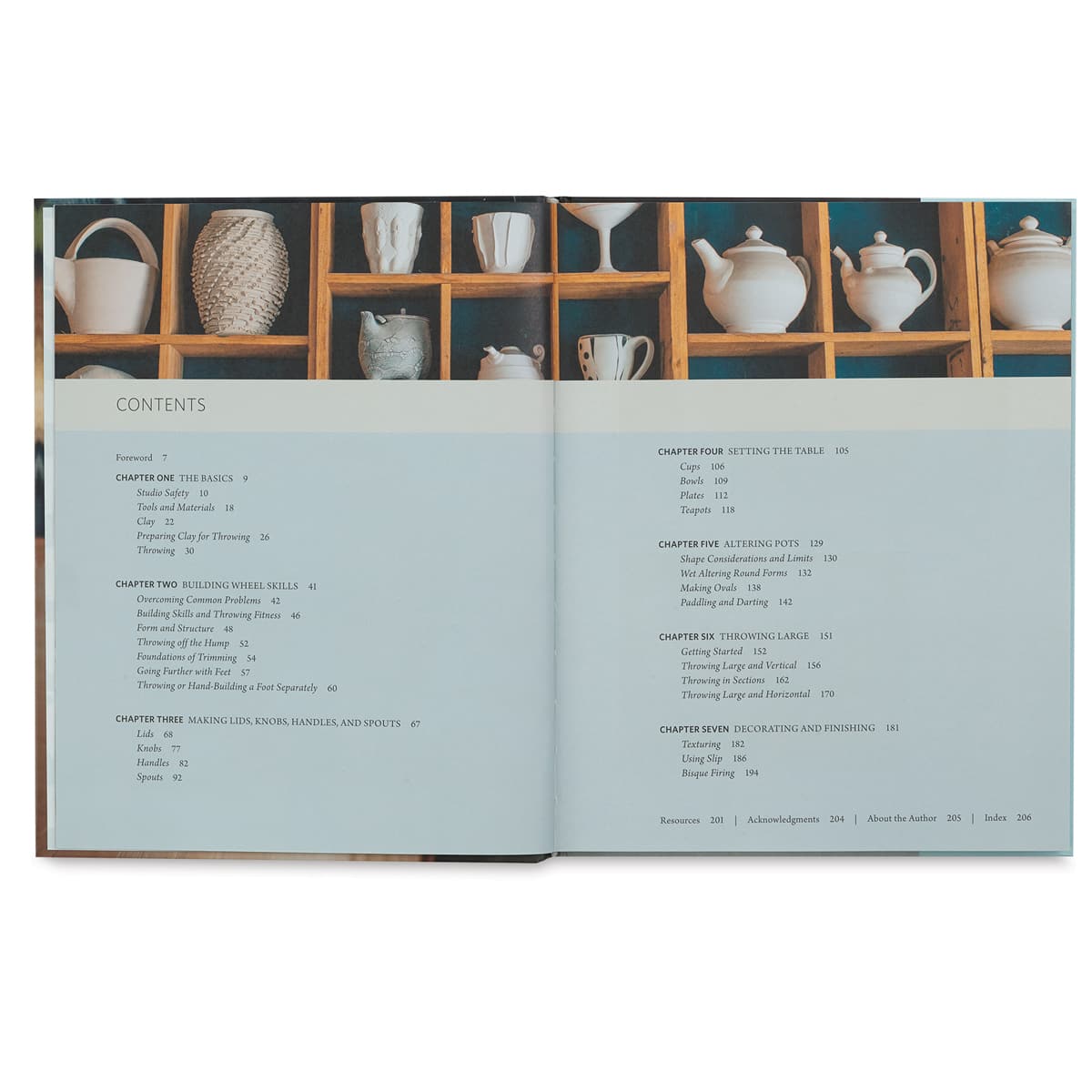 Mastering the Potter's Wheel - Spread of Table of Contents
