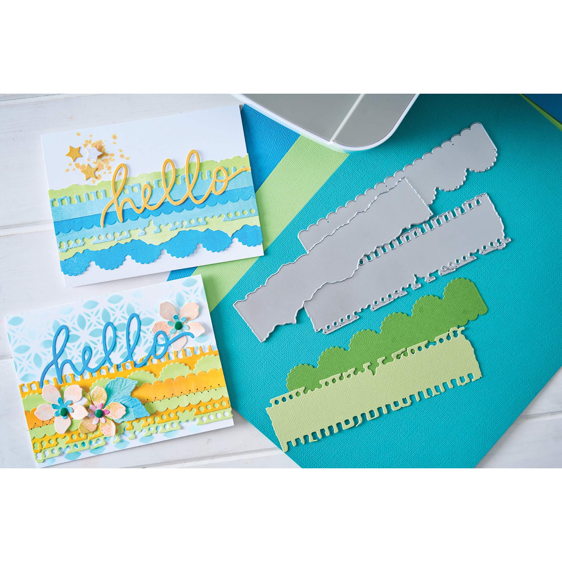 Sizzix Thinlits Dies - Set of 3, Double Edgers by Vicki Boutin showing completed projects