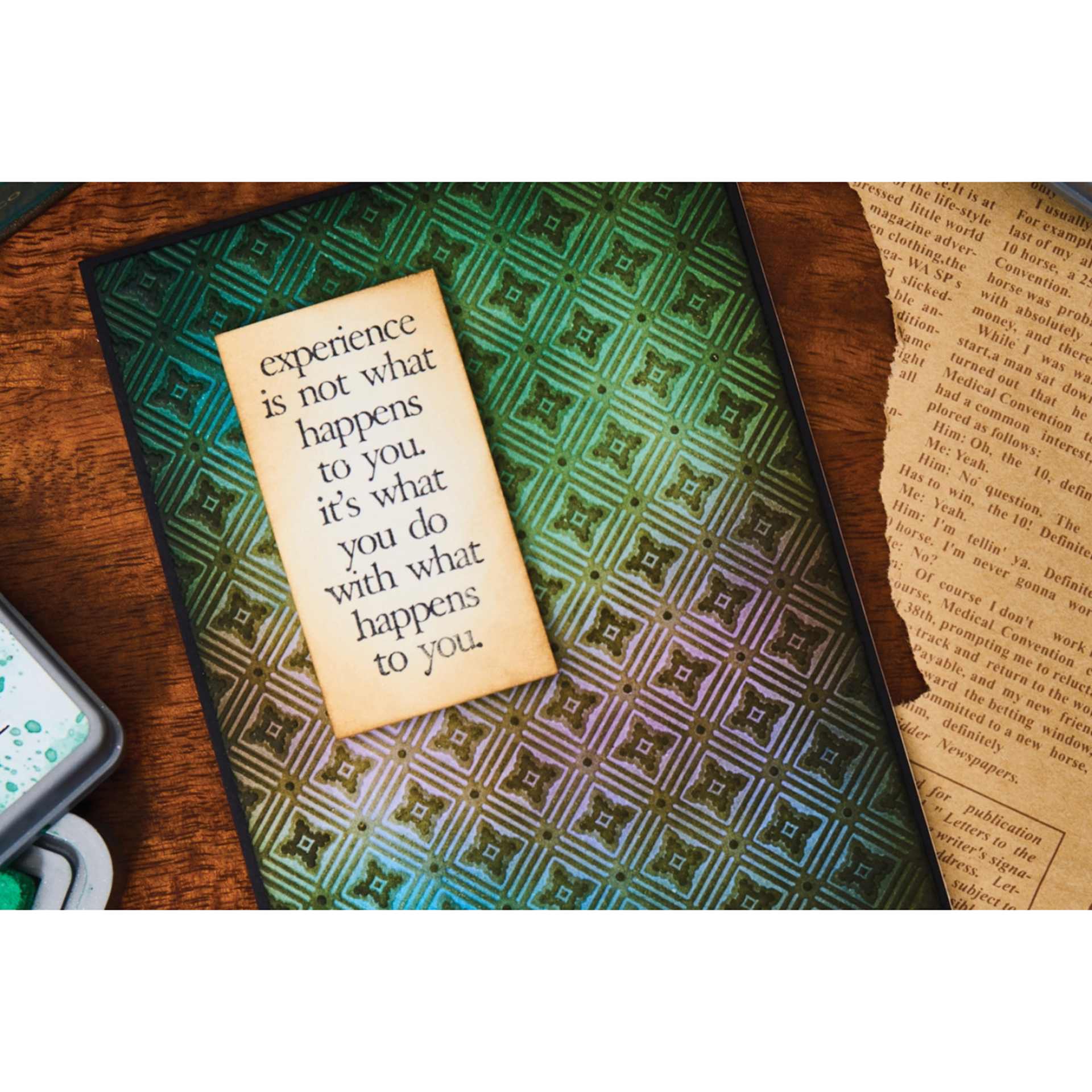 Sizzix Multi Level Textured Impressions Embossing Folder - Vault Diamonds, 4-1/2" x 6-1/2" showing completed project