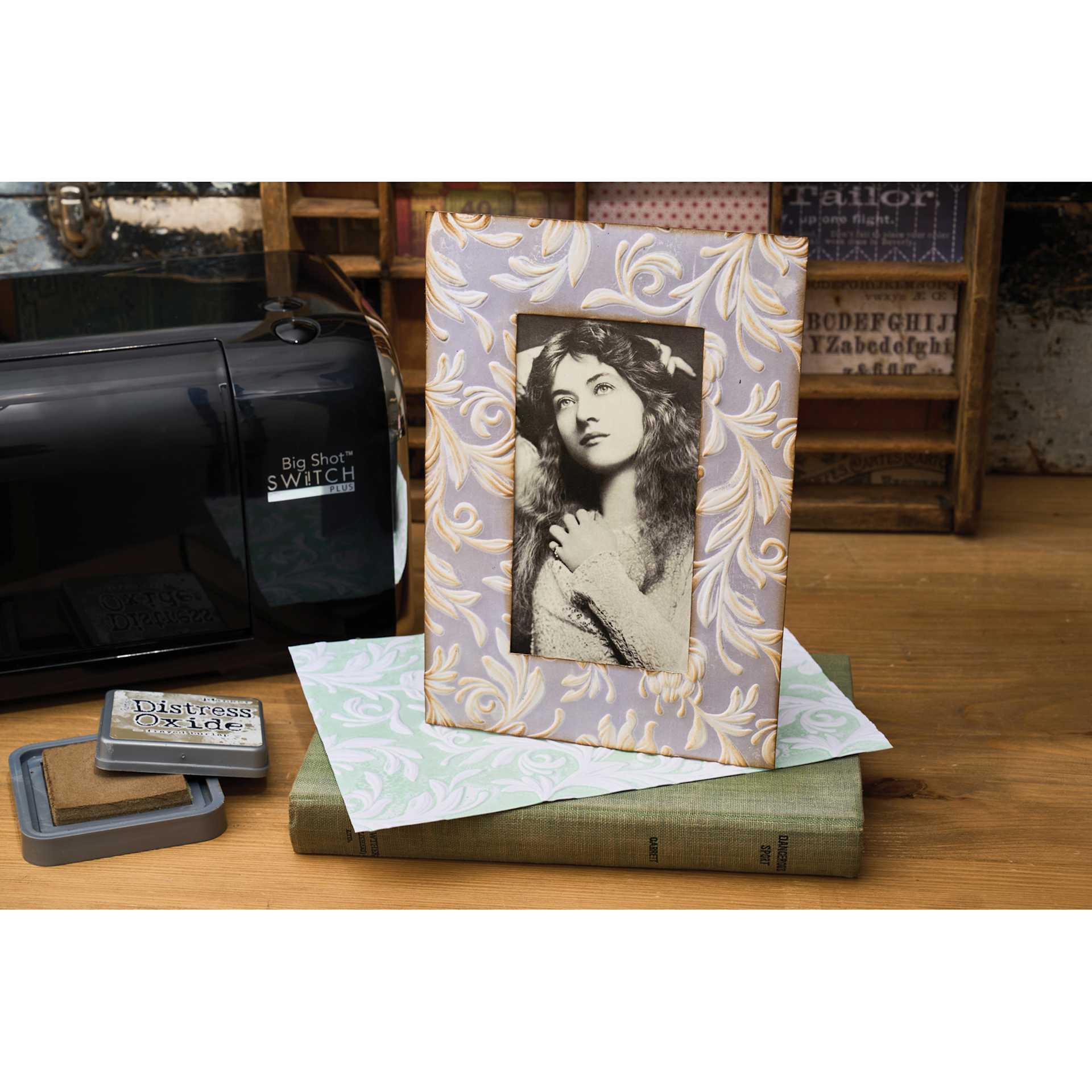 Sizzix 3-D Texture Fades Embossing Folder - Botanical applied to picture frame project