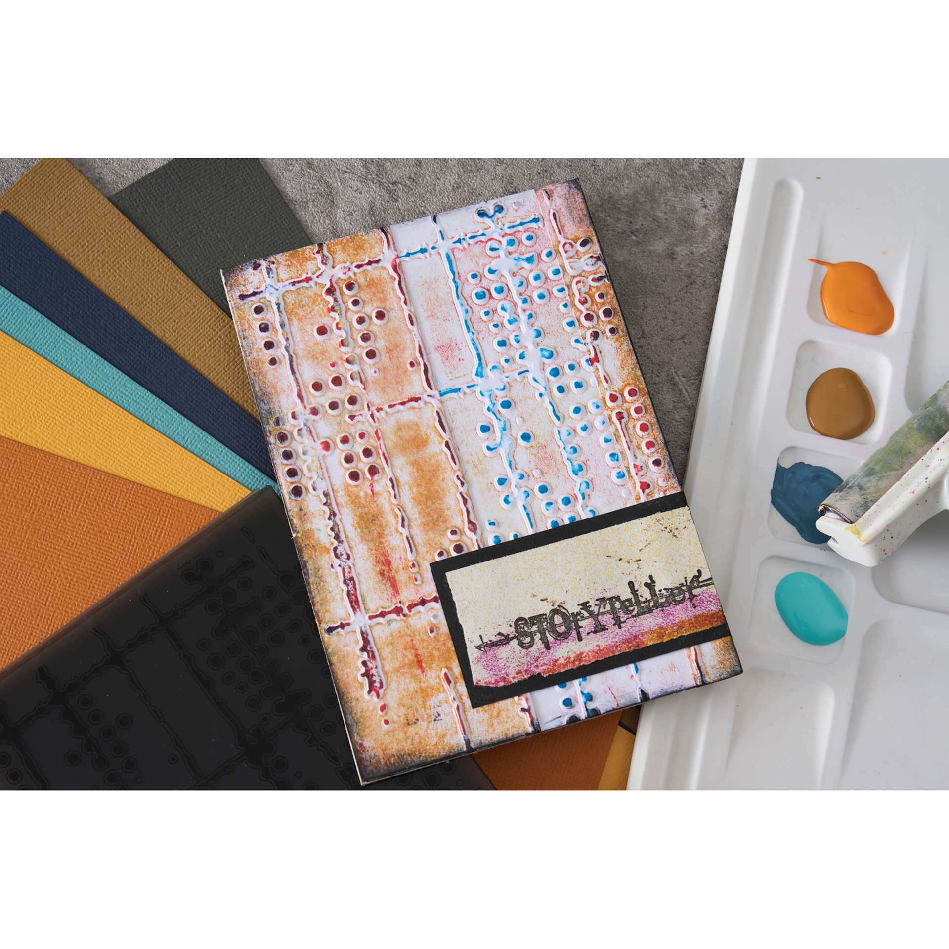 Sizzix Multi Level Textured Impressions Embossing Folder - Dot Matrix, 4-1/2" x 6-1/2" showing completed project