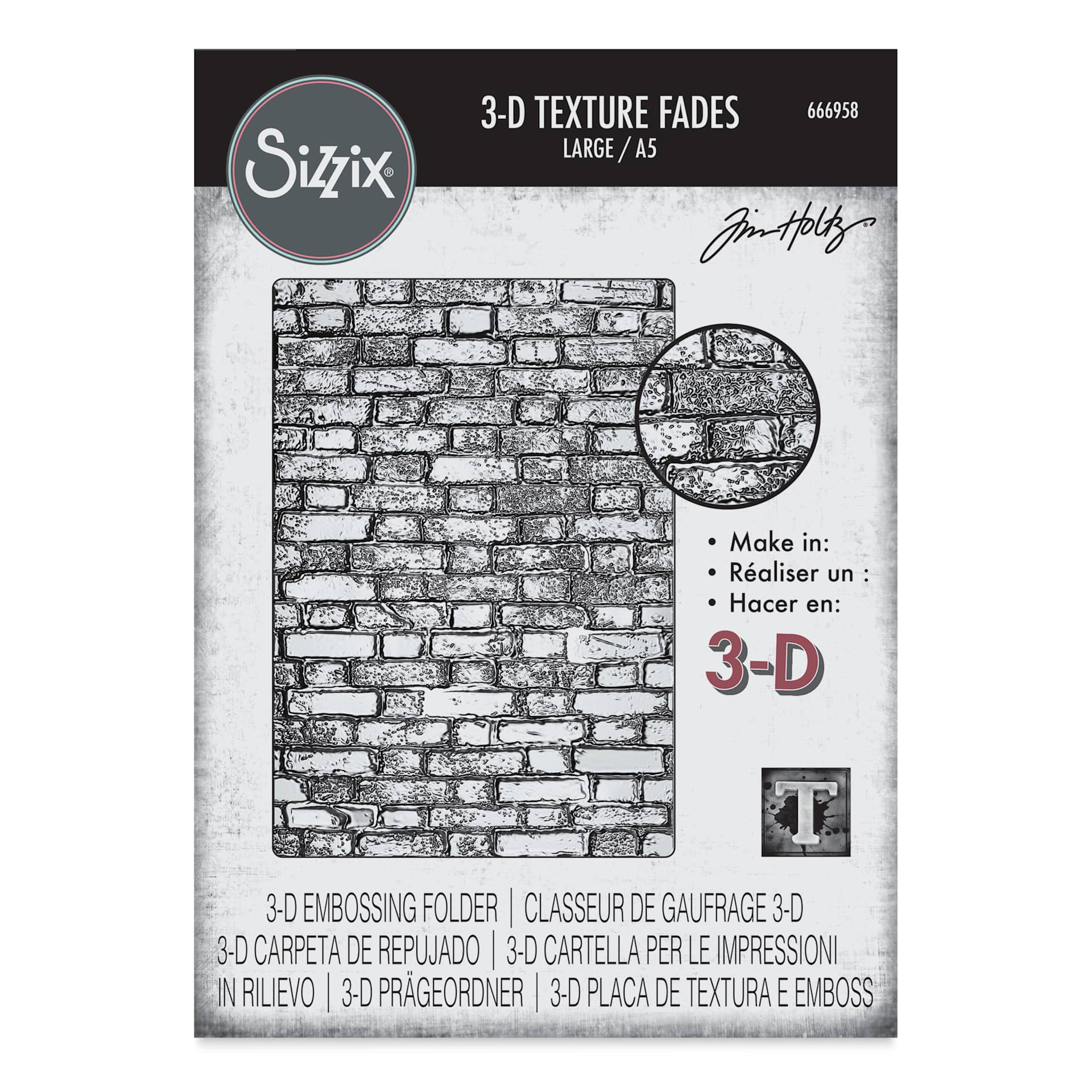 Sizzix 3-D Texture Fades Embossing Folder - Brickwork front of packaging