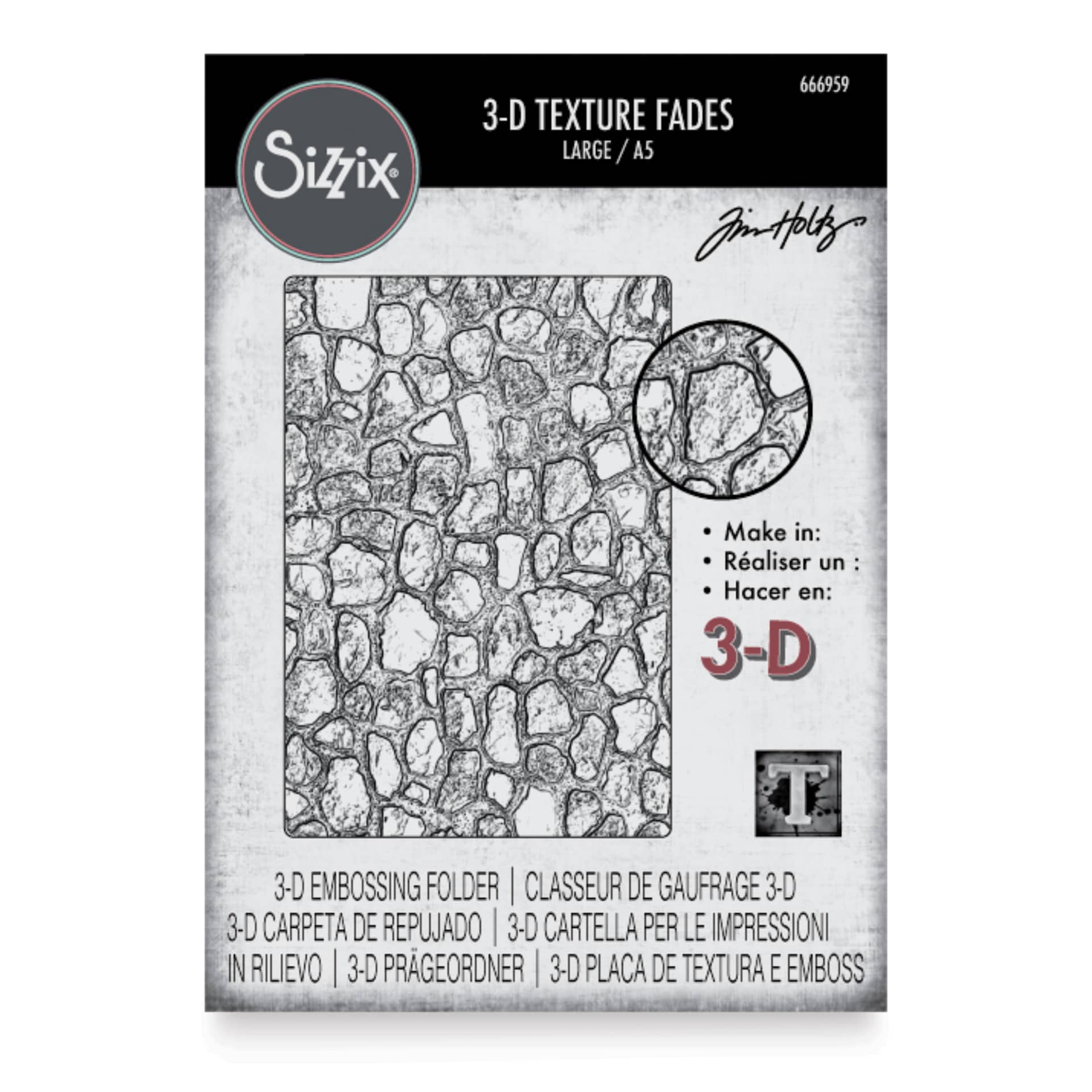 Sizzix 3-D Texture Fades Embossing Folder - Cobblestone front of packaging