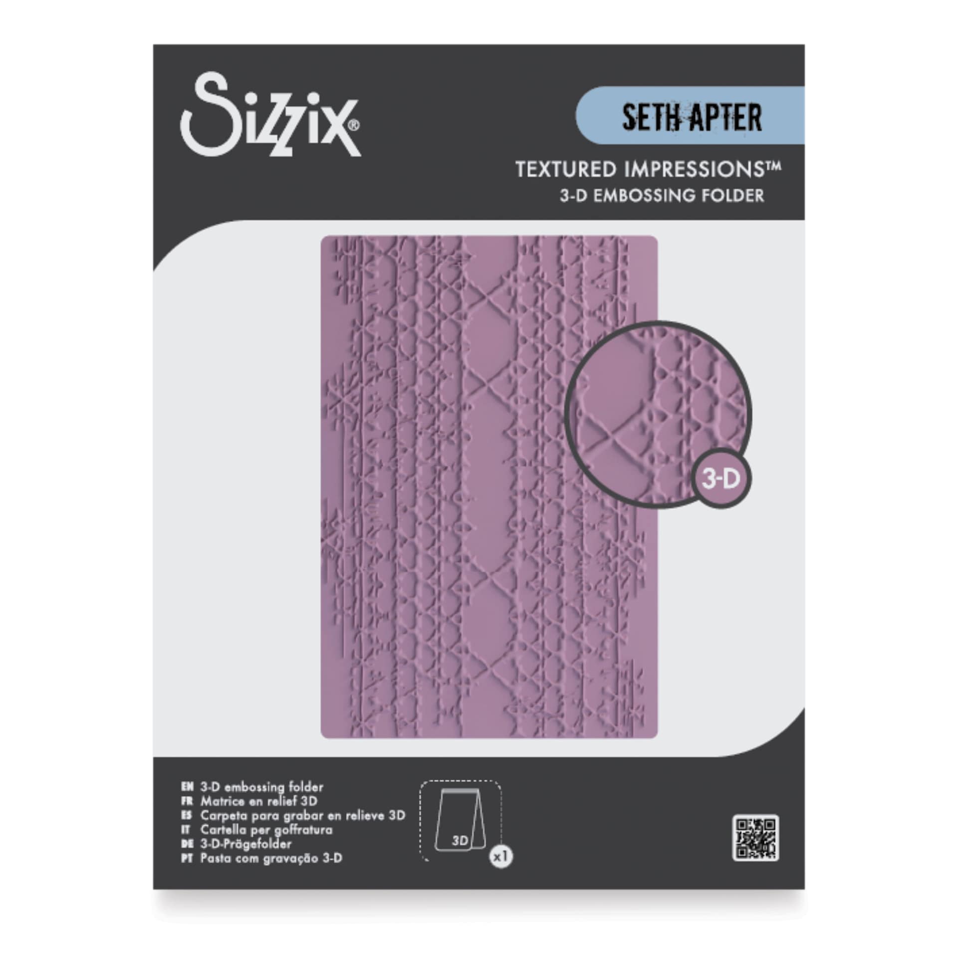 Sizzix 3-D Texture Fades Embossing Folder - Magic Mesh by Seth Apter front of packaging