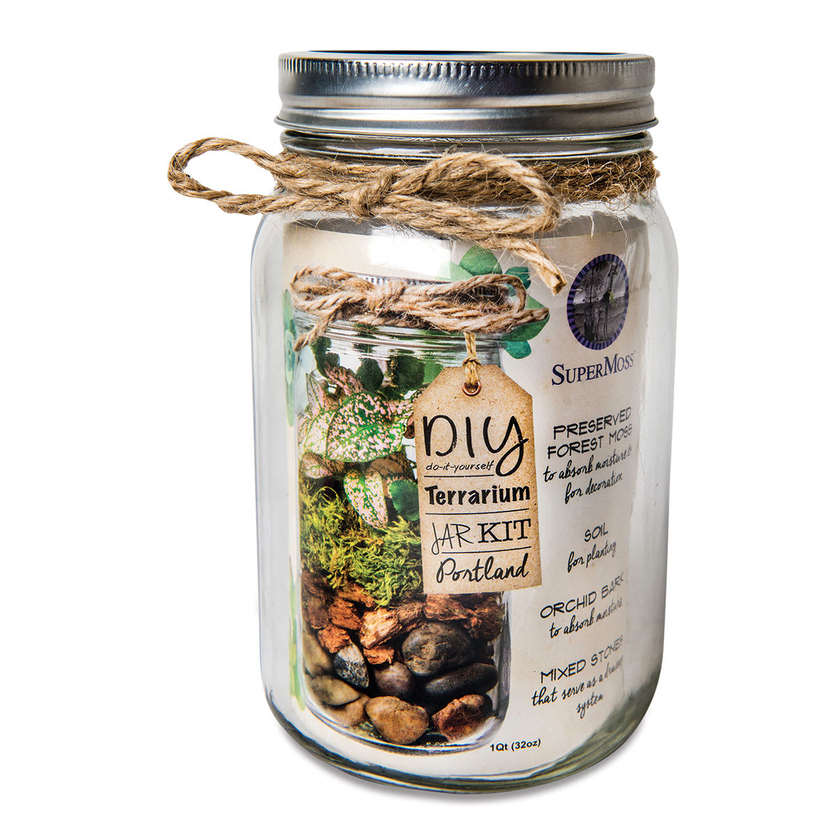 DIY Terrarium Jar Kits - Front of Newport Terrarium Jar with label