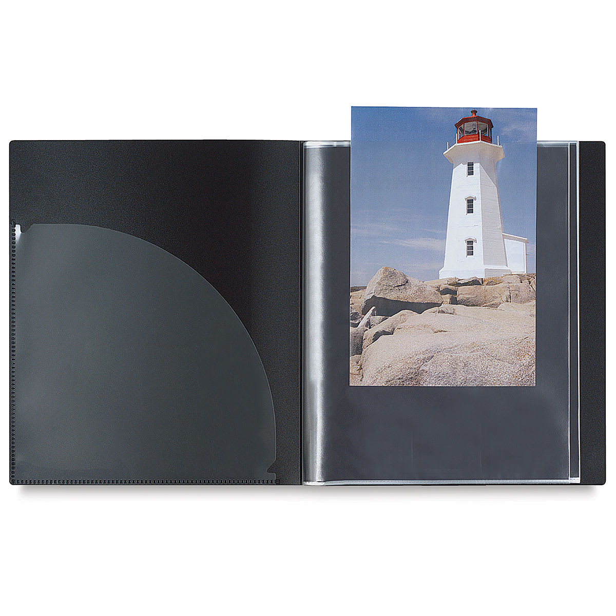 Itoya Original Art Profolio - 8-1/2" x 11", Black, Portrait, 24 Pages, open