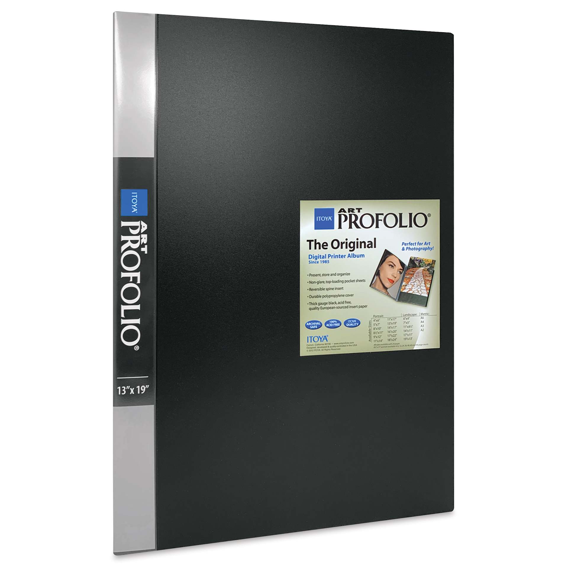 Itoya Original Art Profolio - 13" x 19", Black, Portrait, 24 Pages