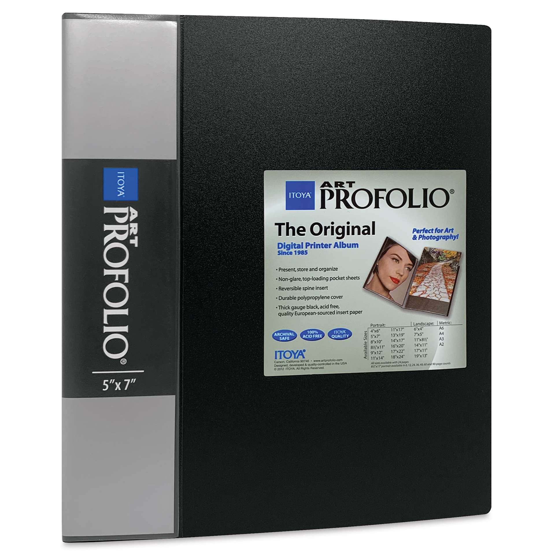 Itoya Original Art Profolio - 5" x 7", Black, Portrait, 24 Pages