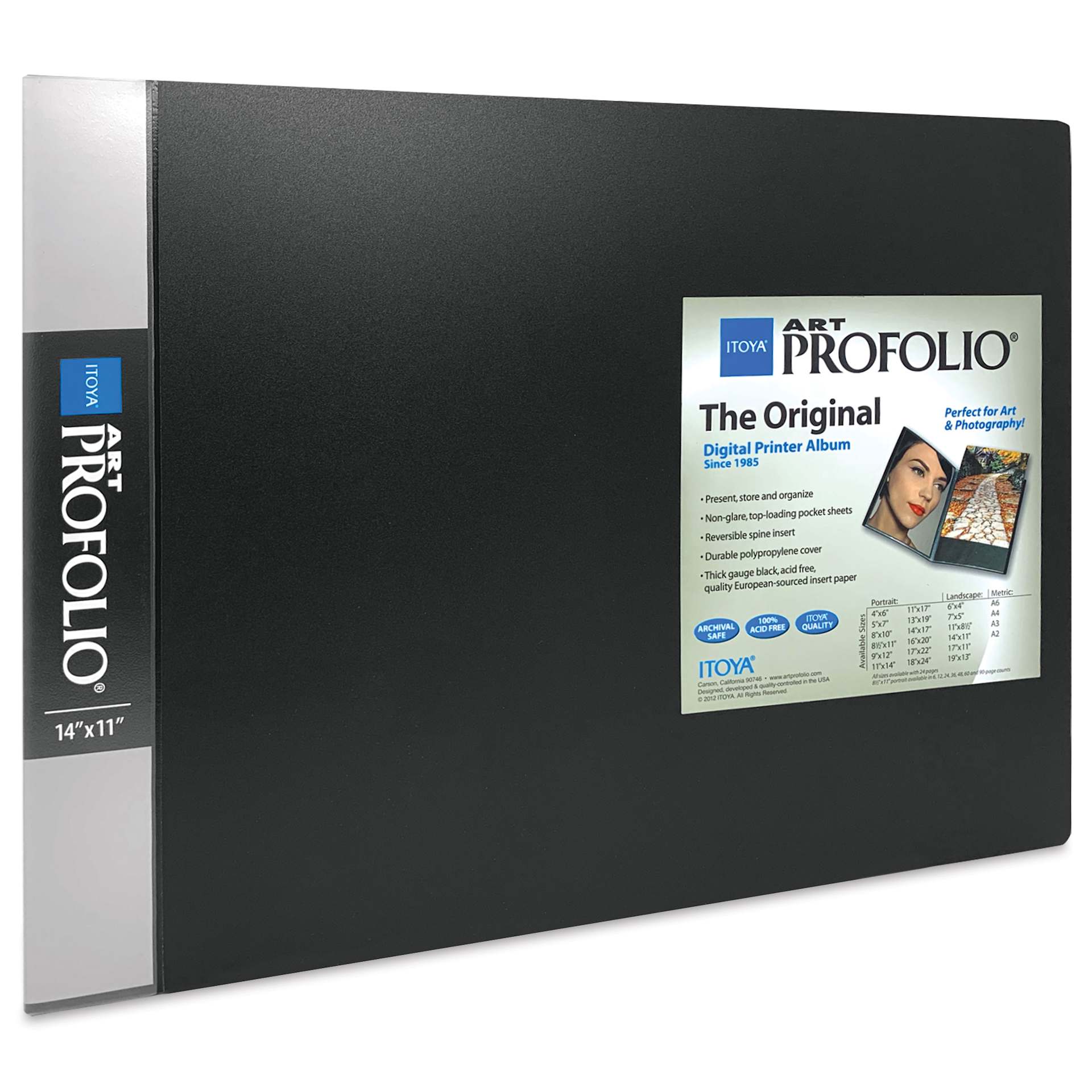 Itoya Original Art Profolio - 11" x 14", Black, Landscape, 24 Pages