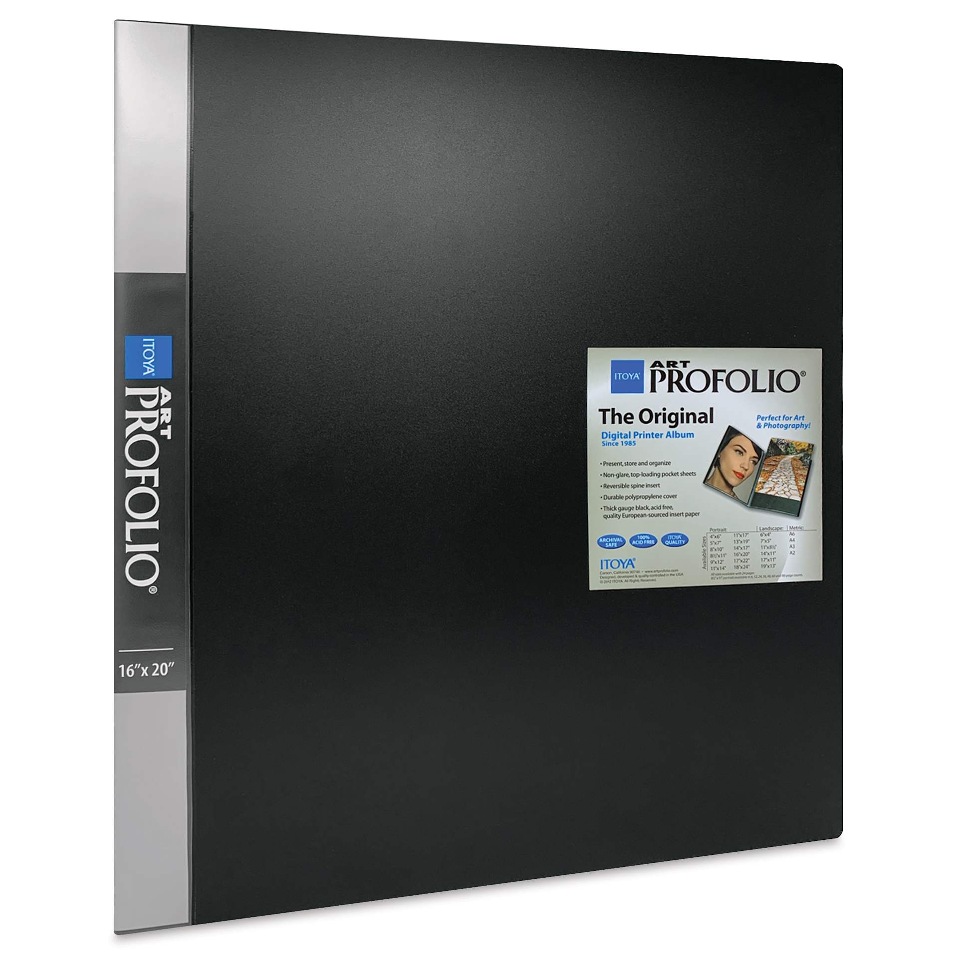 Itoya Original Art Profolio - 16" x 20", Black, Portrait, 24 Pages