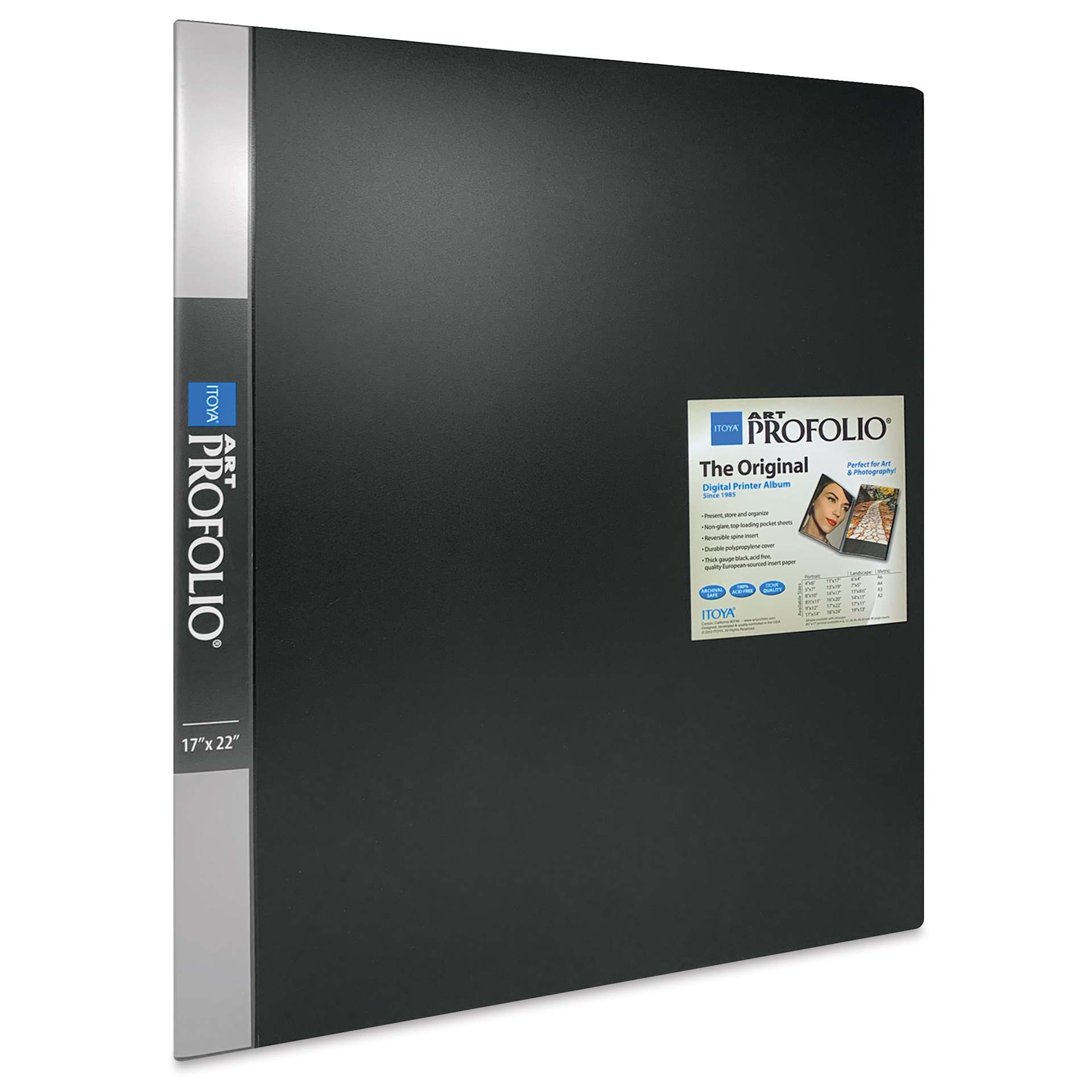 Itoya Original Art Profolio - 17" x 22", Black, Portrait, 24 Pages