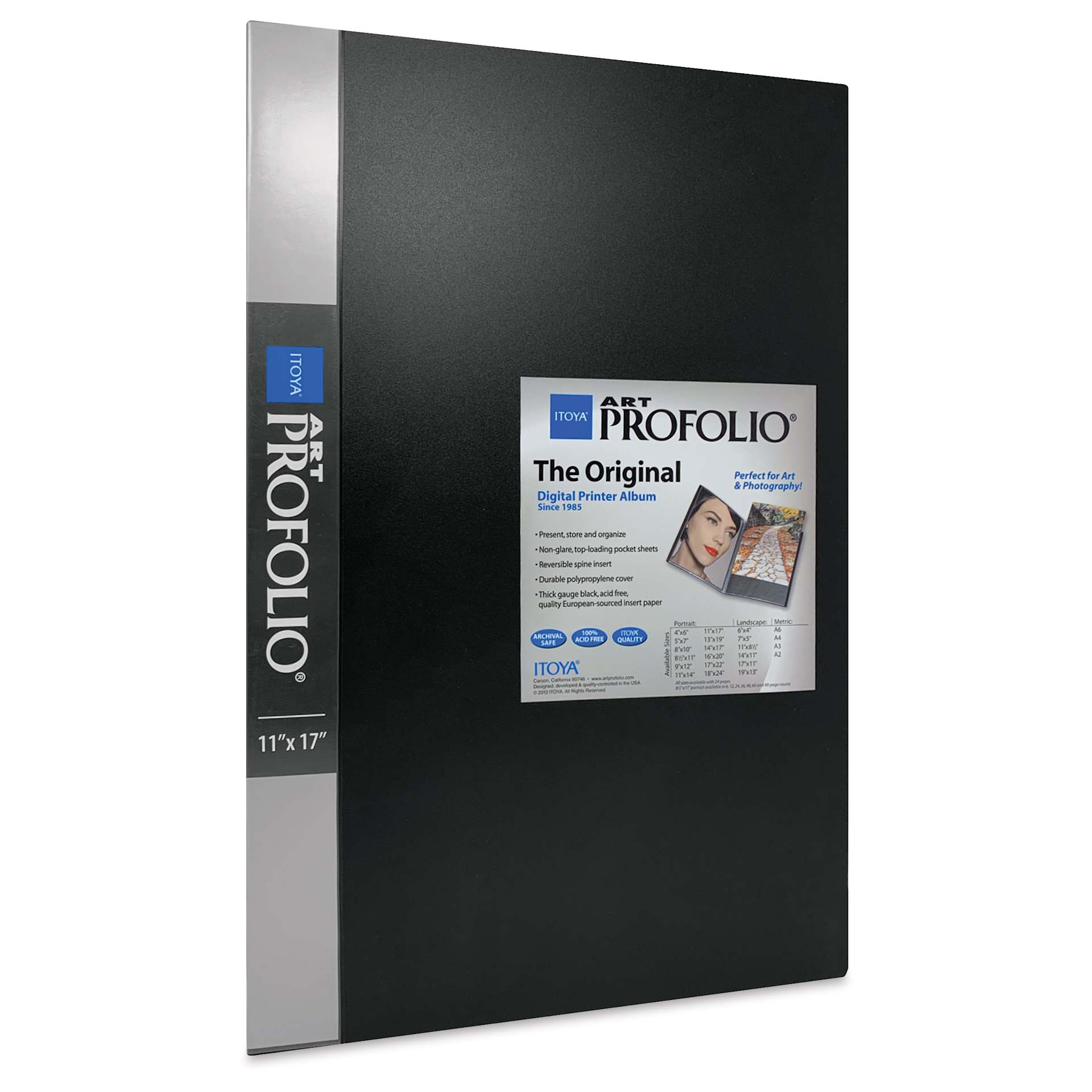 Itoya Original Art Profolio - 11" x 17", Black, Portrait, 24 Pages