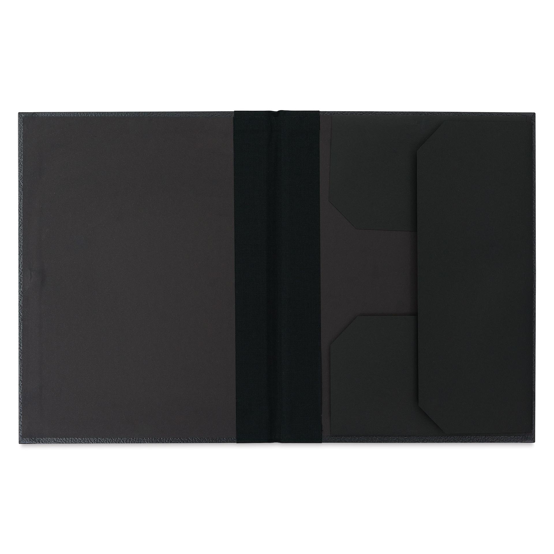 Cachet Deluxe Portfolio With Flaps - 9" x 12", Black, open