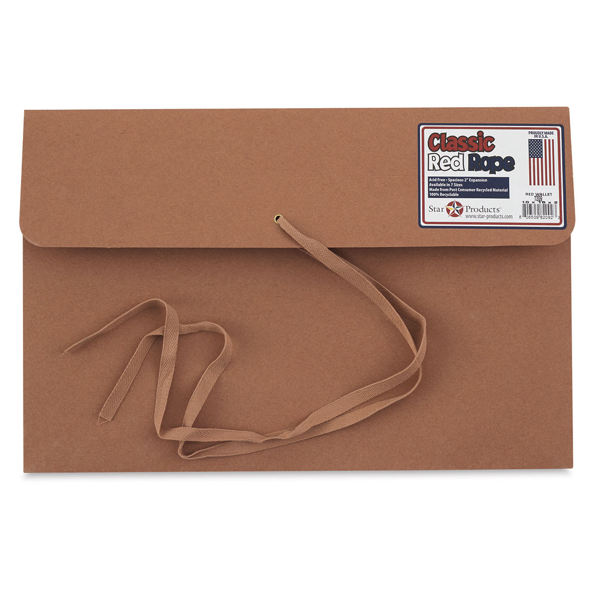 Star Products Red Wallet Tie Closure Portfolios - Front view of untied Portfolio