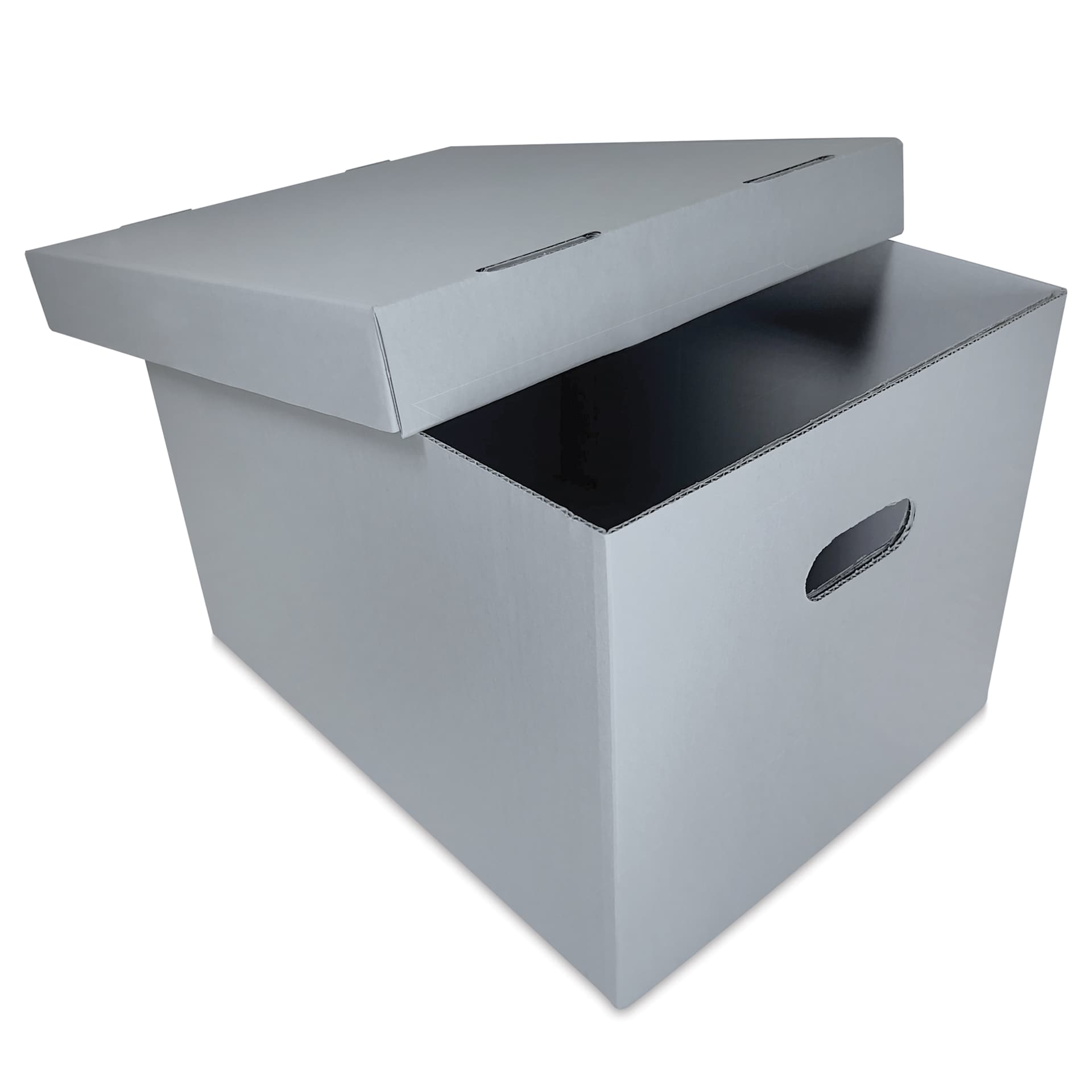 Lineco Archival Record Storage Box - Blue Gray, 12" x 15" x 10, opwn with lid slightly off