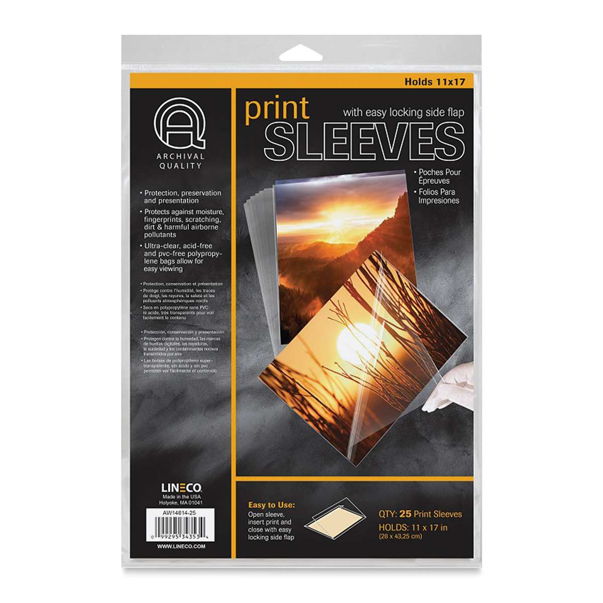 Lineco Digital Print Sleeve Pack - 11" x 17", Pkg of 25