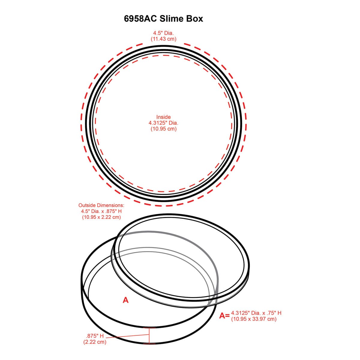 ArtBin Slime Box (sketch of box with corresponding measurements)