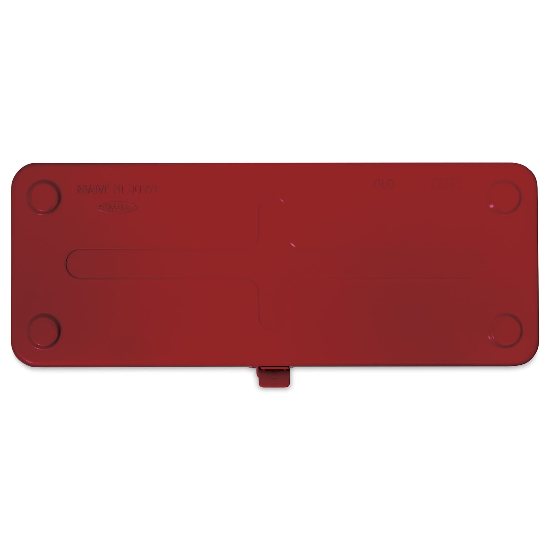 Toyo Trunk Shape T-320 Toolbox - Red, 12.5" x 4.9" x 3.3", bottom of box