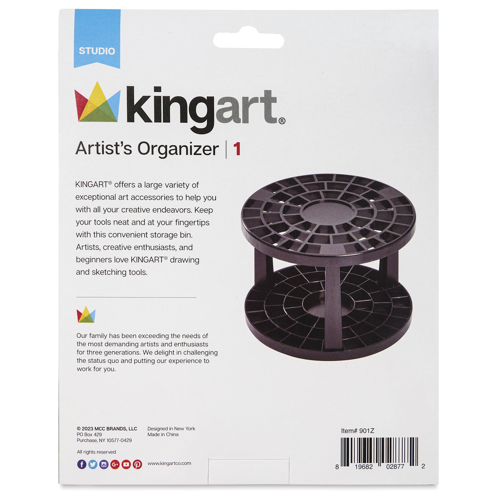Kingart Artist’s Organizer, back of packaging