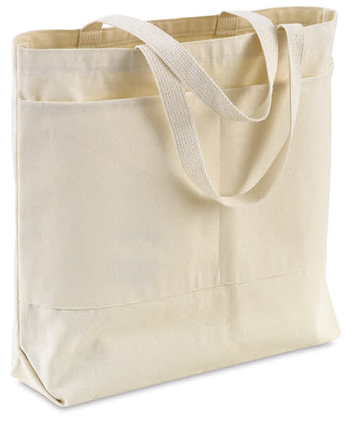 Large Canvas Tote Bag, with Pockets - 16" x 18" x 3"