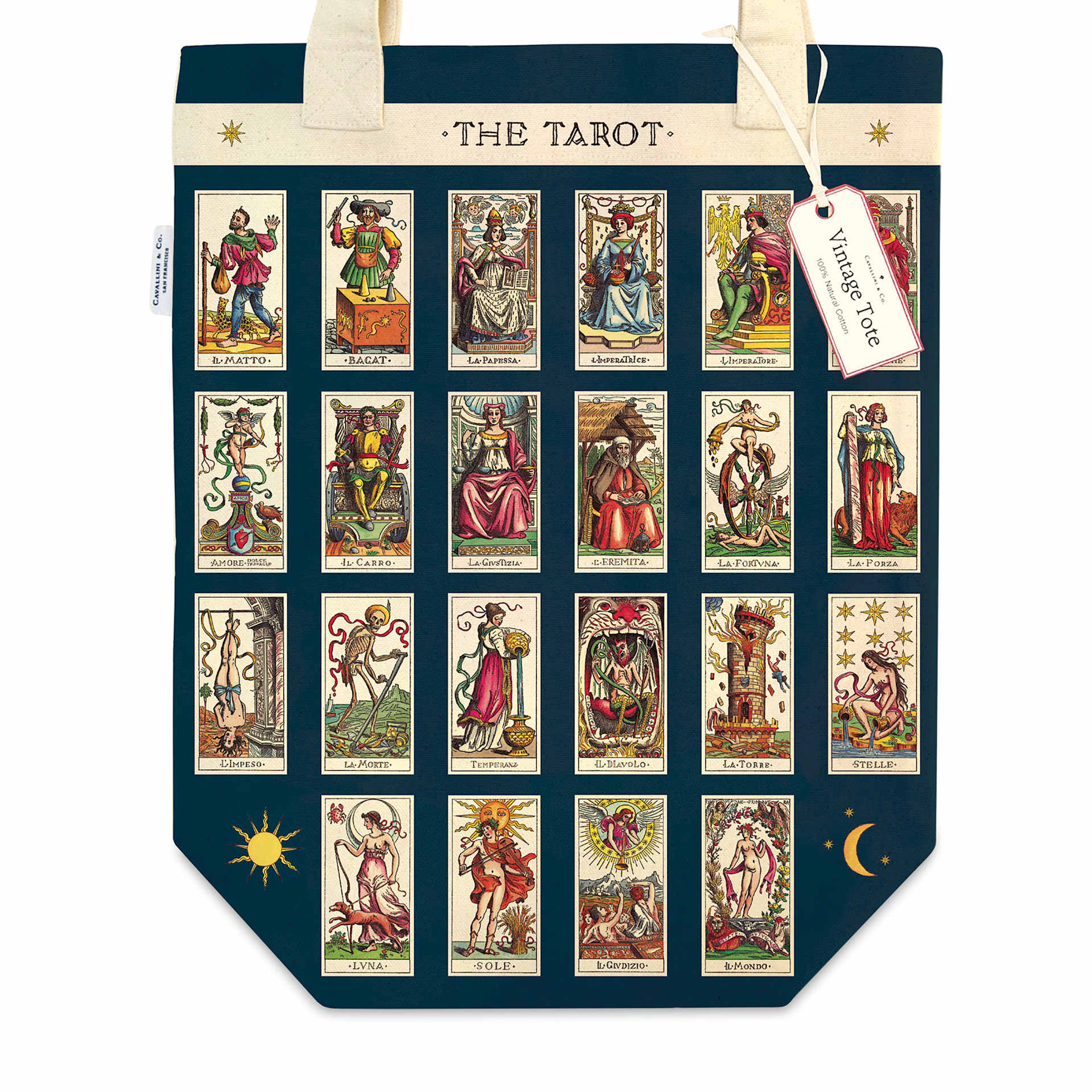 Cavallini Vintage Tarot Tote Bag close-up