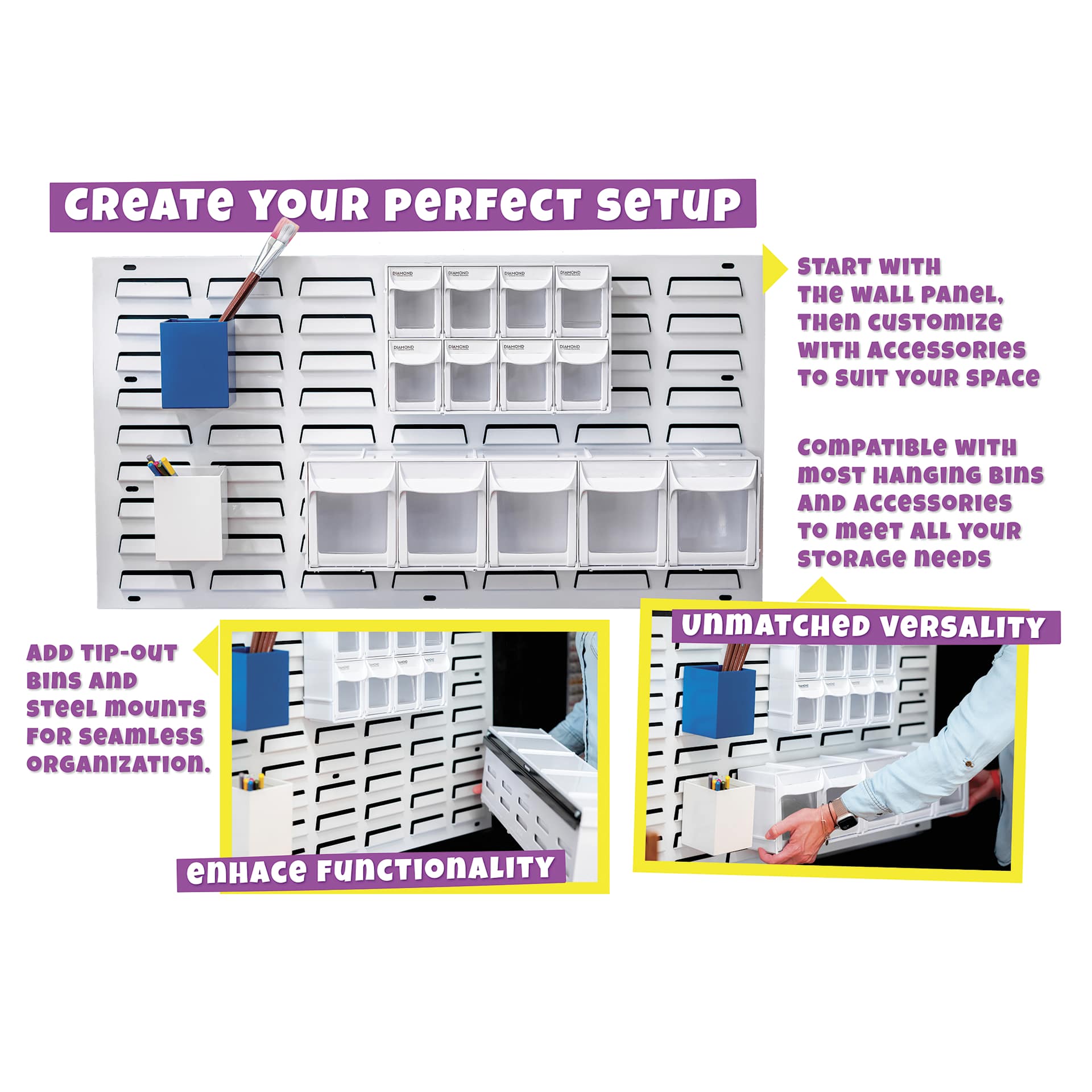 Diamond Storage Solutions Steel Louvered Panels - organization ideas, bins sold separately