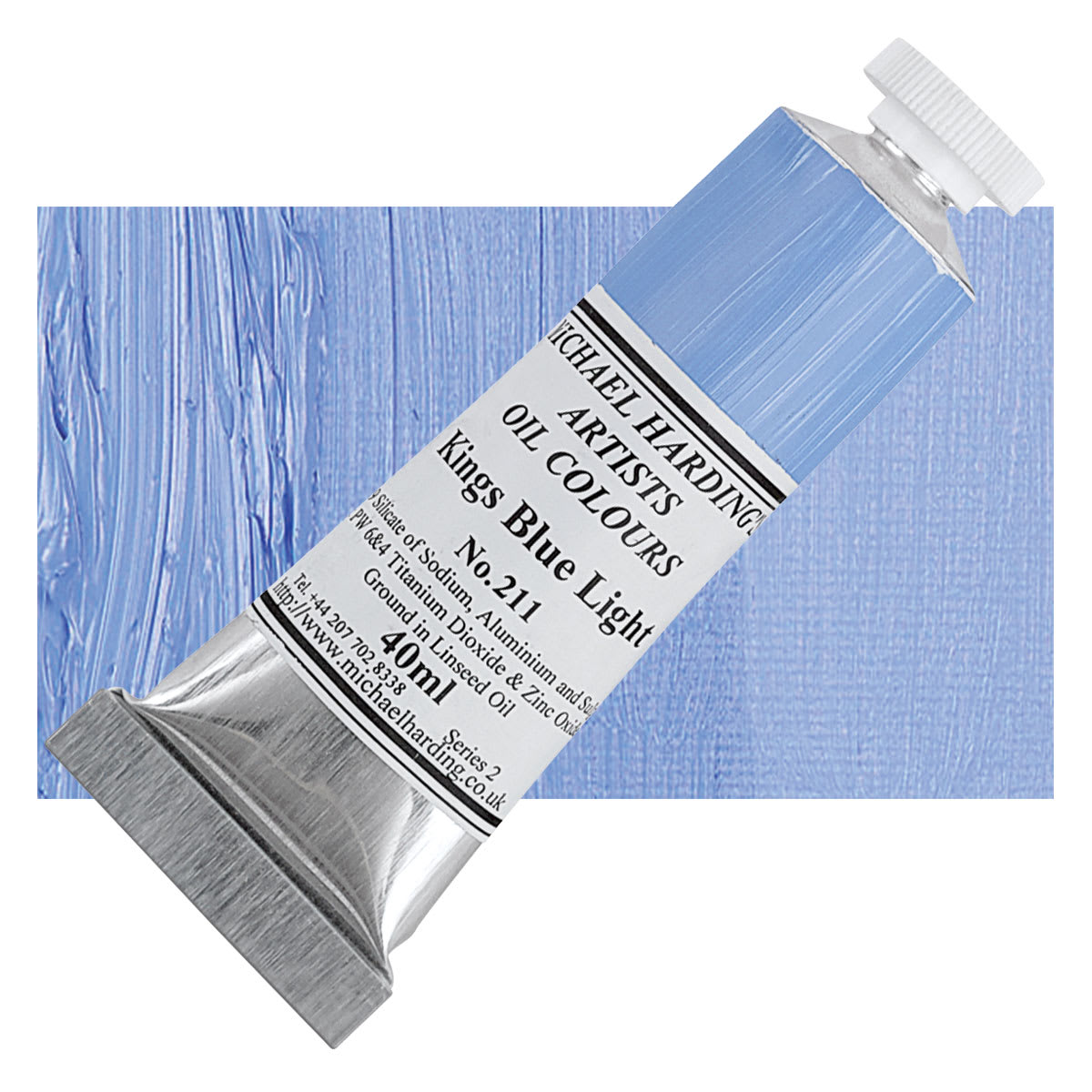 Michael Harding Artists Oil Paint - Kings Blue Light, 40 ml tube and swatch