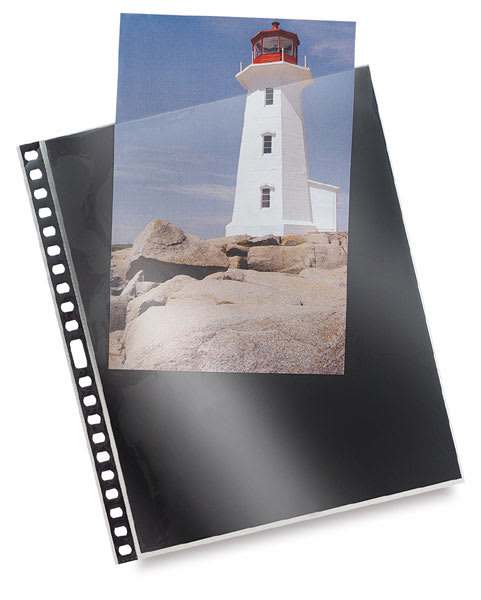 Archival Sheet Protectors - Artwork of lighthouse partially inserted in sheet protector
Archival Sheet Protectors - Artwork of lighthouse partially inserted in sheet protector