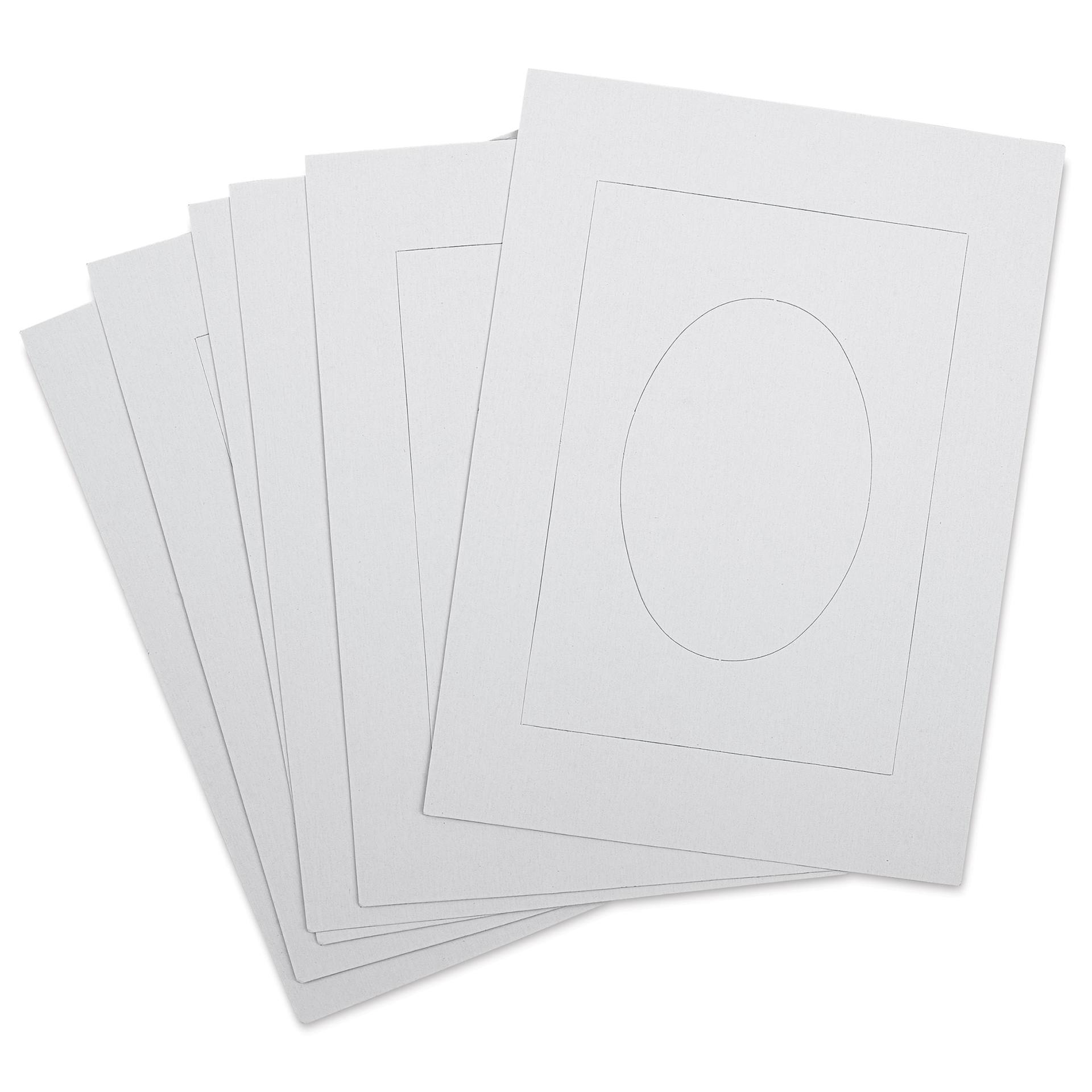 Pre-Cut Mat Frames - White, 8" x 11" (5" x 8" Artwork Size), Pkg of 6, Oval