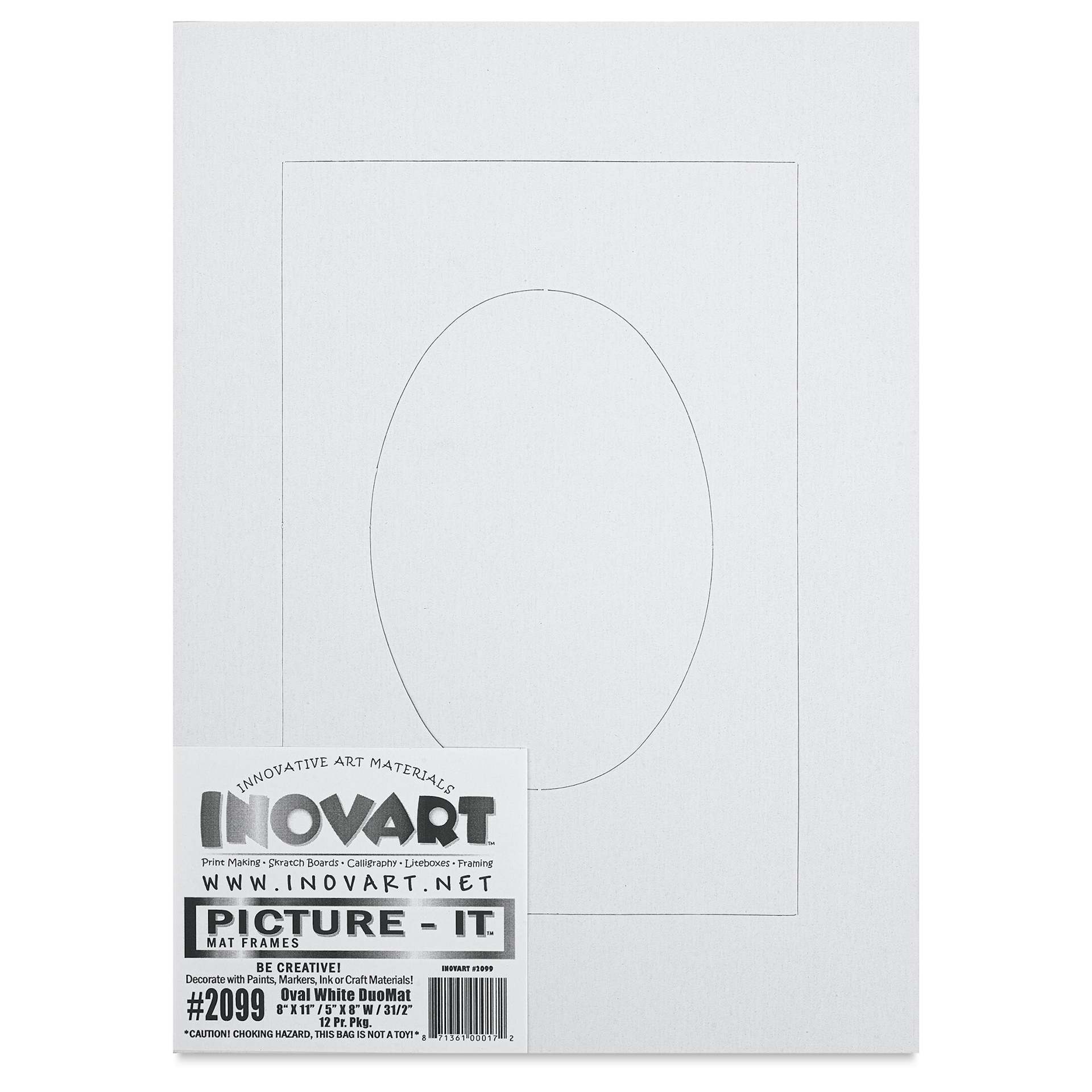Pre-Cut Mat Frames - White, 8" x 11" (5" x 8" Artwork Size), Pkg of 6, Oval, front of packaging