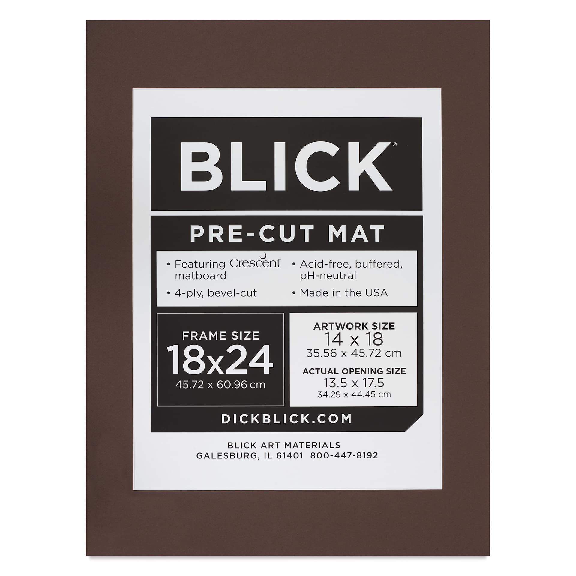 Blick Pre-Cut Mat - Weatherwood, 18" x 24" (13-1/2" x 17-1/2" Opening), packaging