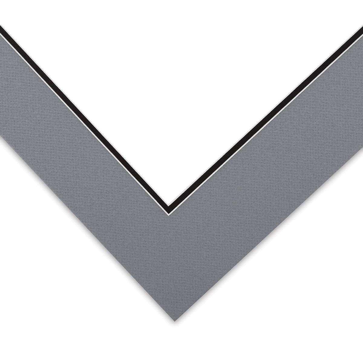 Blick Double Mat - Bar Harbor Gray / Raven Black, 16" x 20" (10-1/2" x 13-1/2" Opening) corner