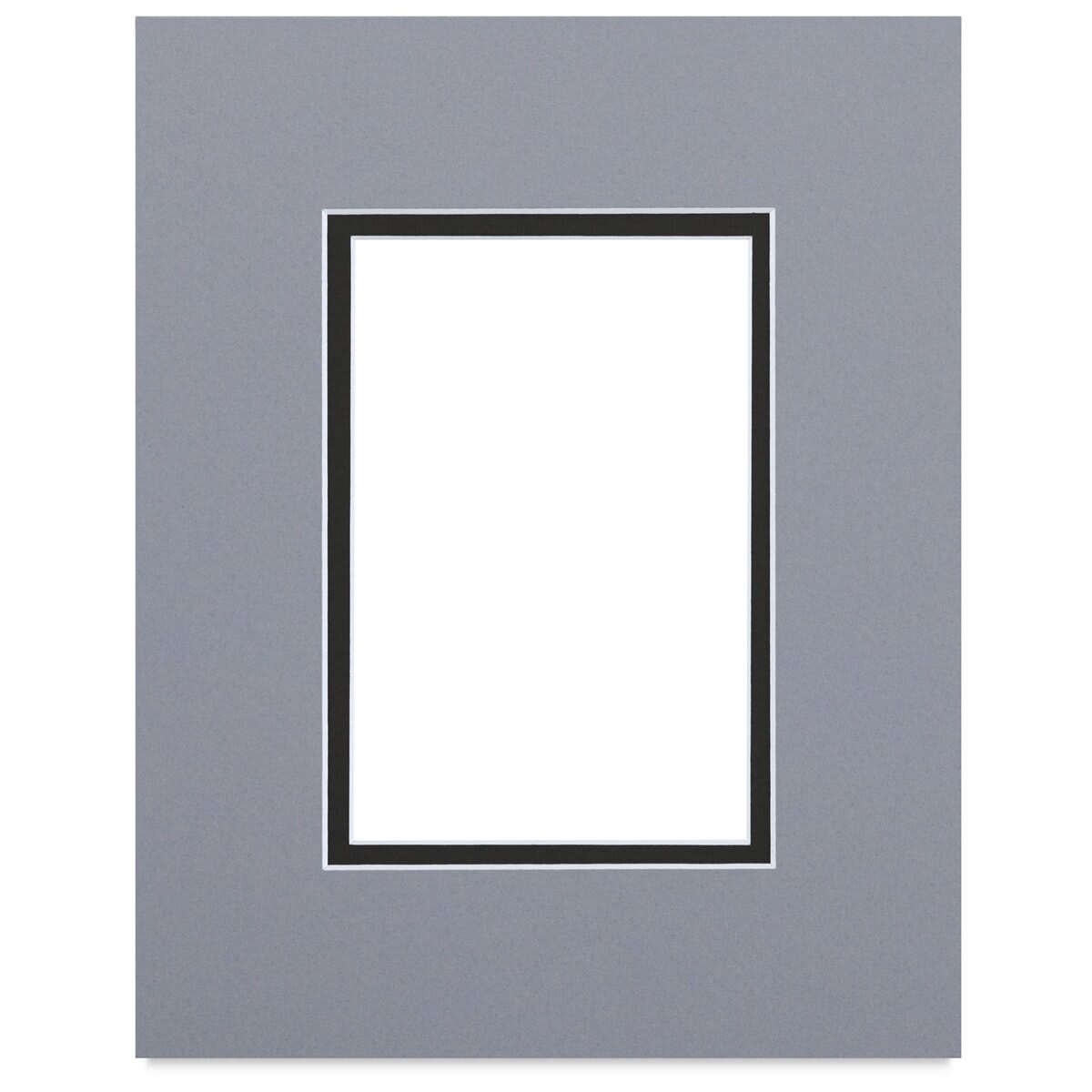 Blick Double Mat - Bar Harbor Gray / Smooth Black, 8" x 10" (3-1/2" x 5-1/2" opening)