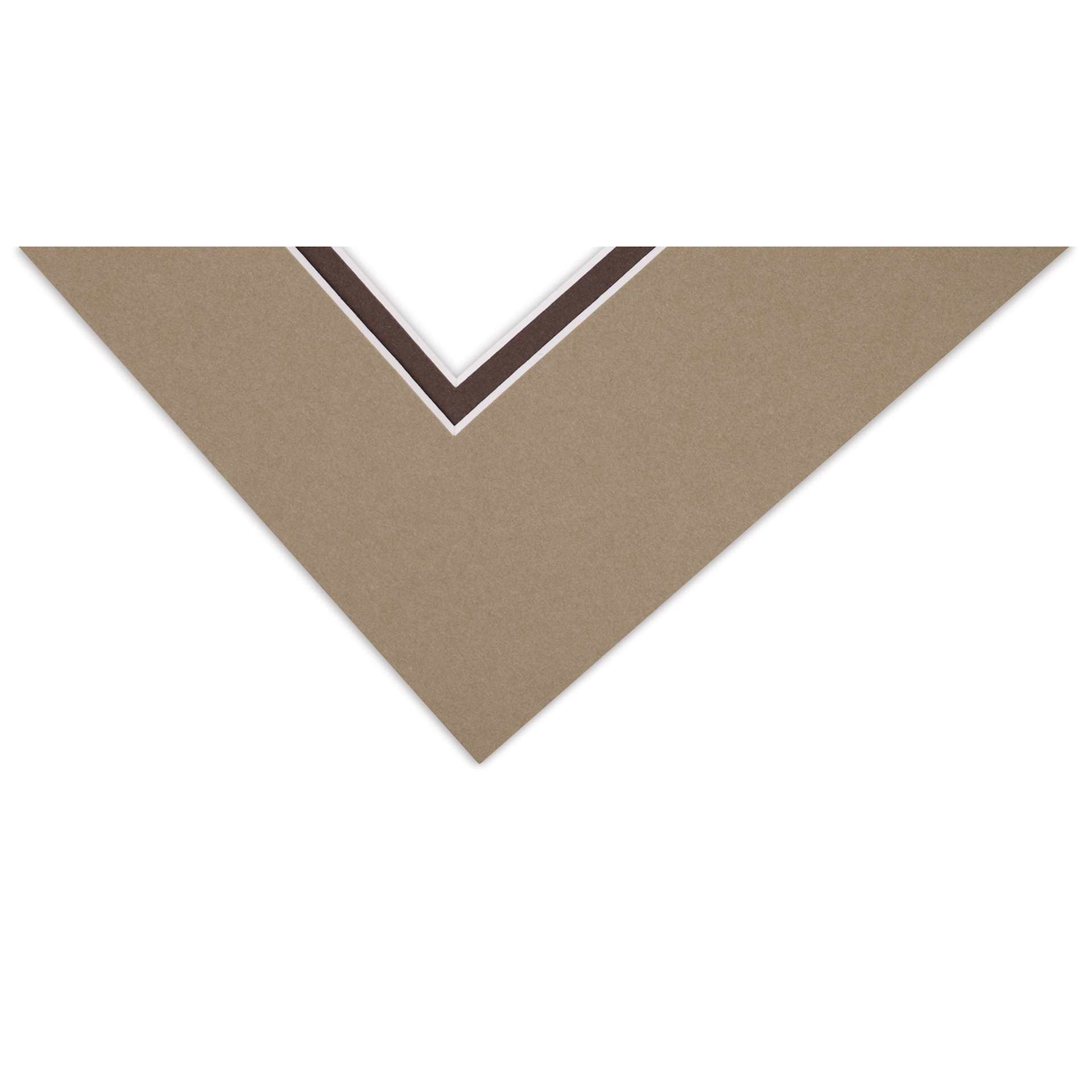 Blick Double Mat - Umbra / Weatherwood, 11" x 14" (7-1/2" x 9-1/2" Opening), corner