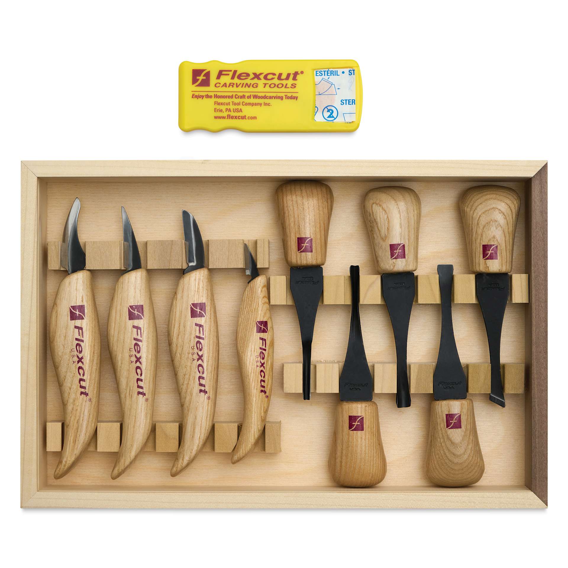 Flexcut Deluxe Palms & Knives - Set of 9 - contents