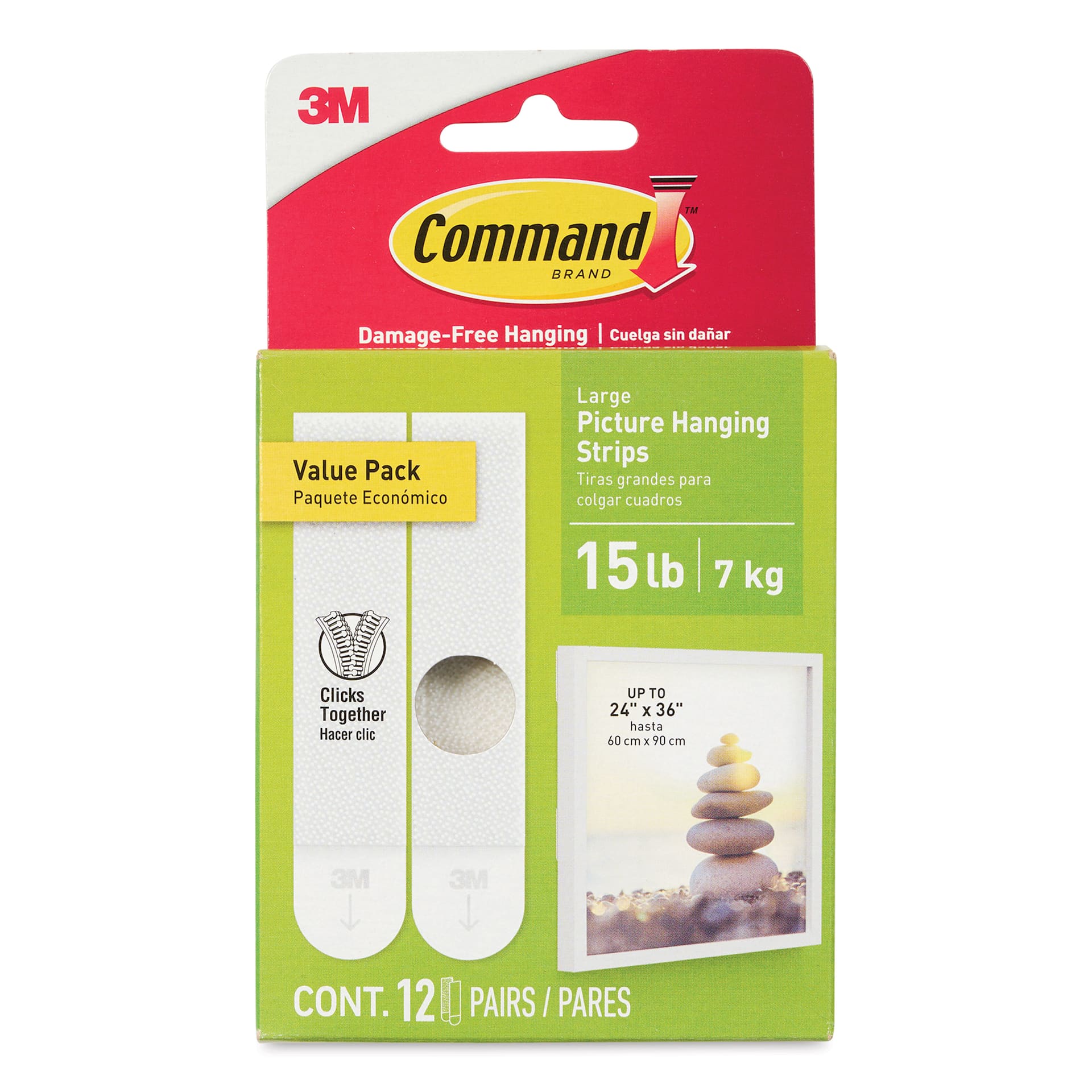 Command Picture Hanging Strips - Large, Pkg of 12 Pairs, front of the packaging