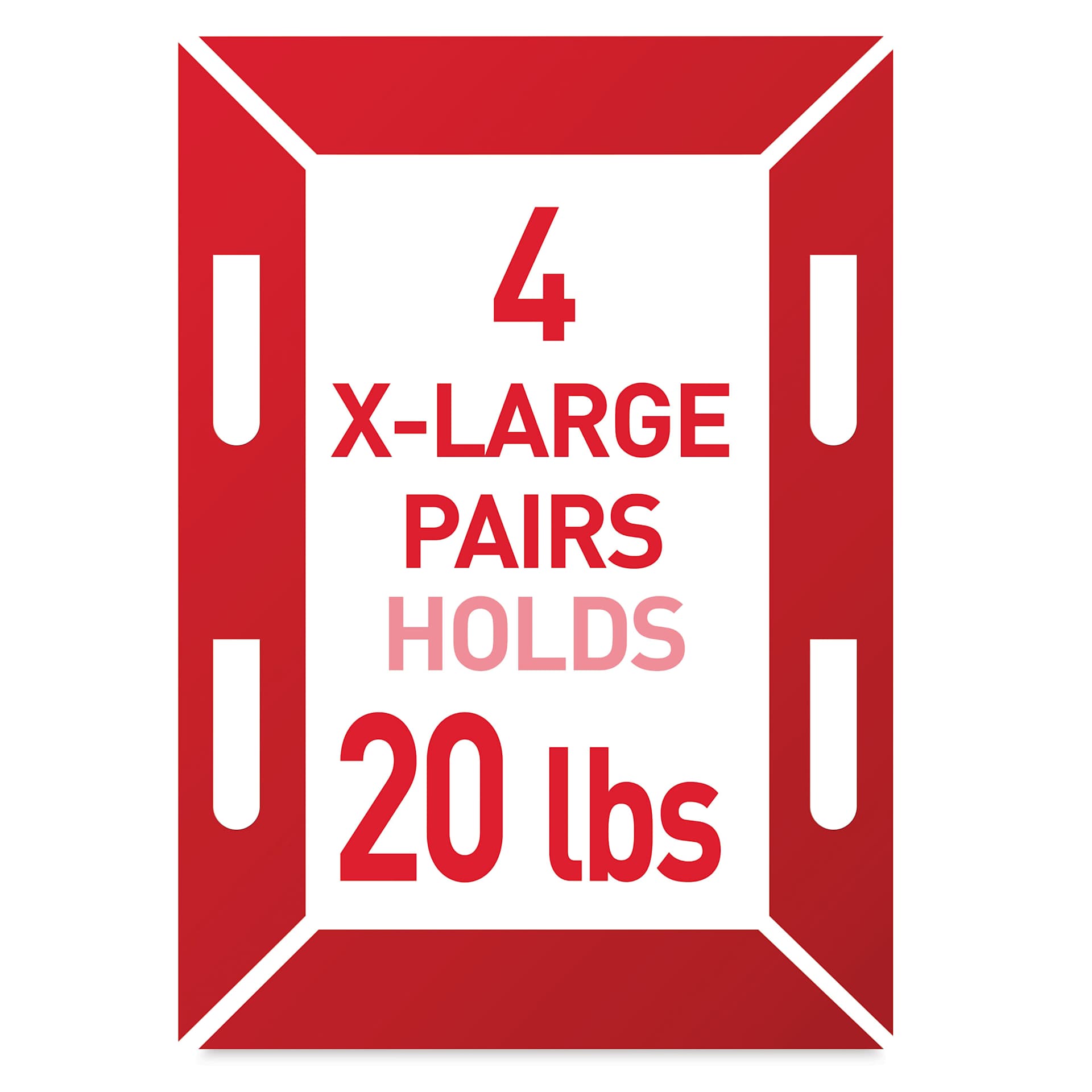 4 X-Large Pairs Holds 20 lbs