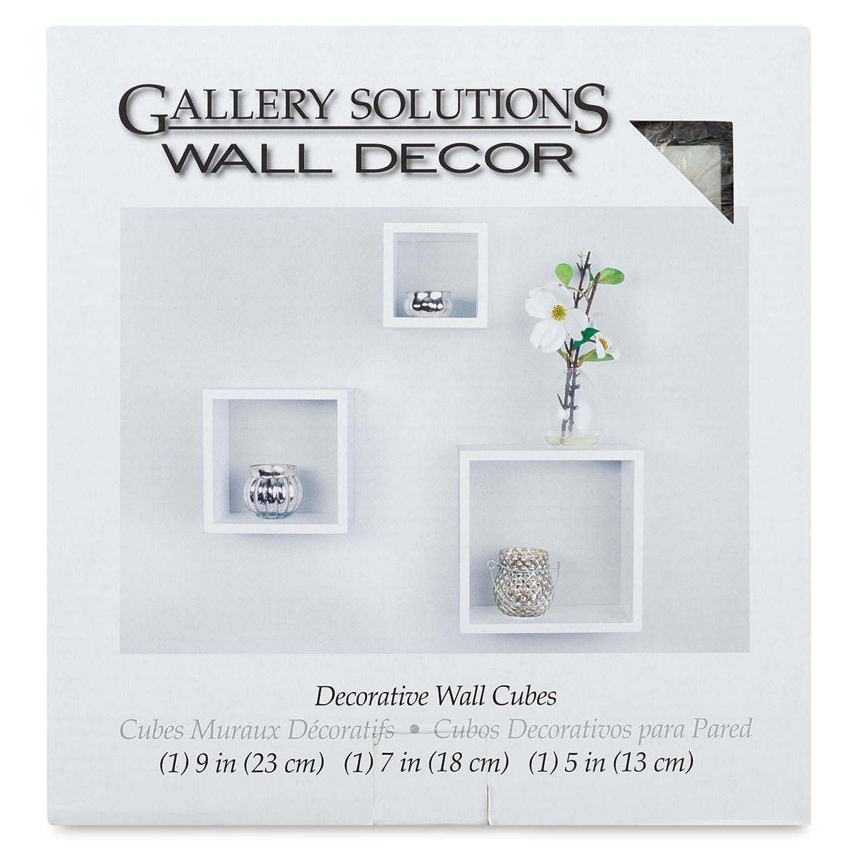Nielsen Bainbridge Gallery Solutions Decorative Cubes - Front of package of Set of 3 White Cubes