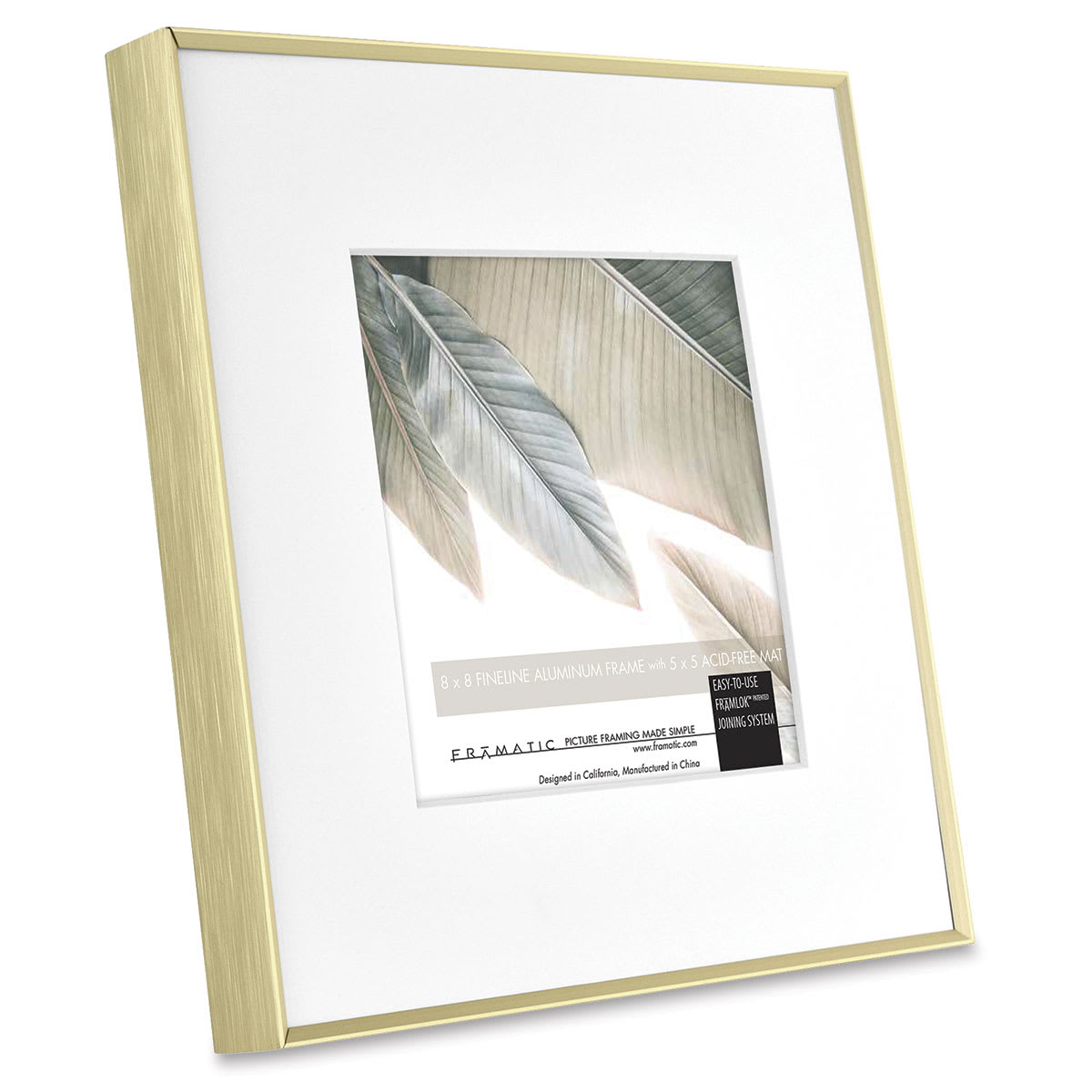 MCS Framatic Fineline II Frame - Gold, 8" x 8" side view